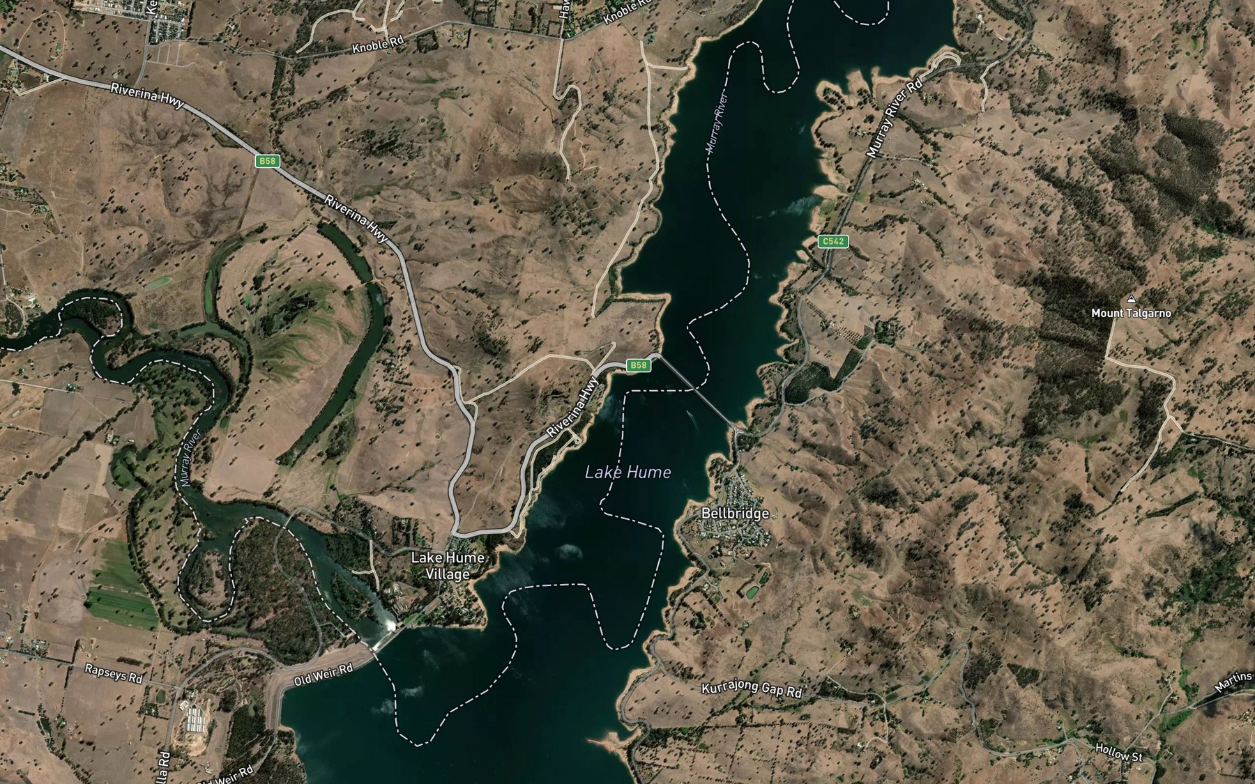 Satellite map of the Bethanga Bridge