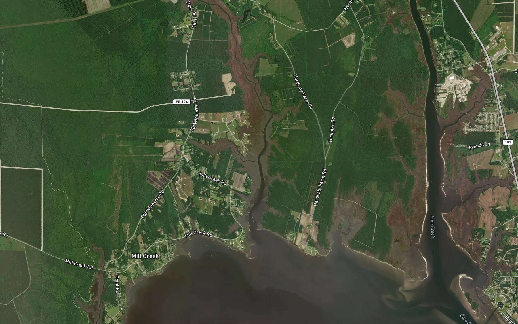 Satellite map of the Alligator Creek