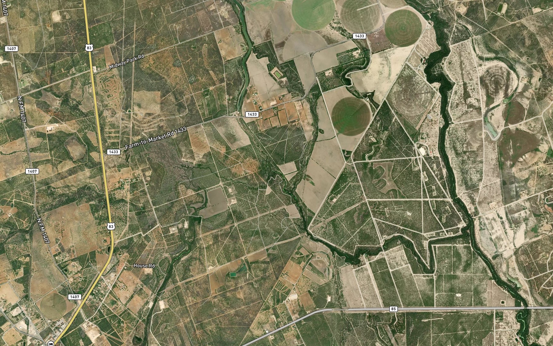 Satellite map of the Carrizo Creek