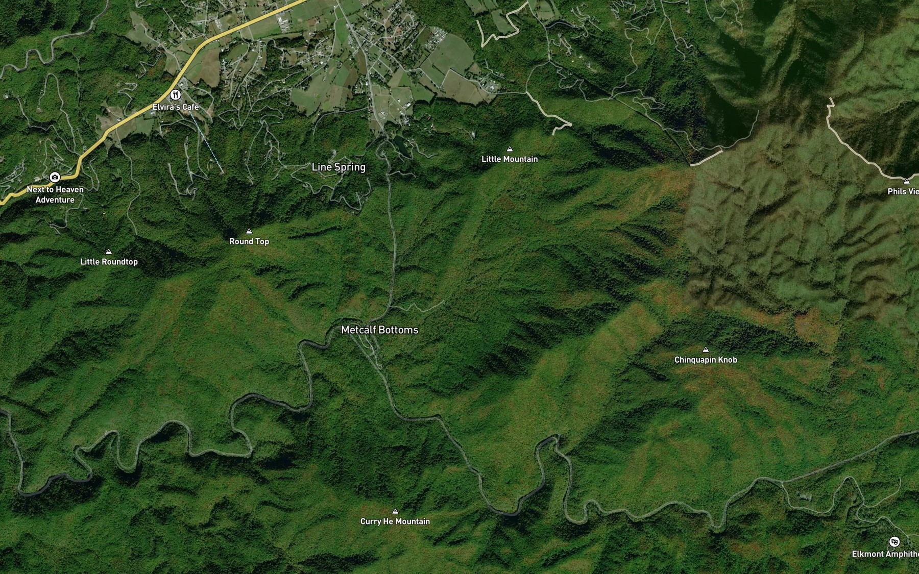 Satellite map of the Rocky Ridge Branch