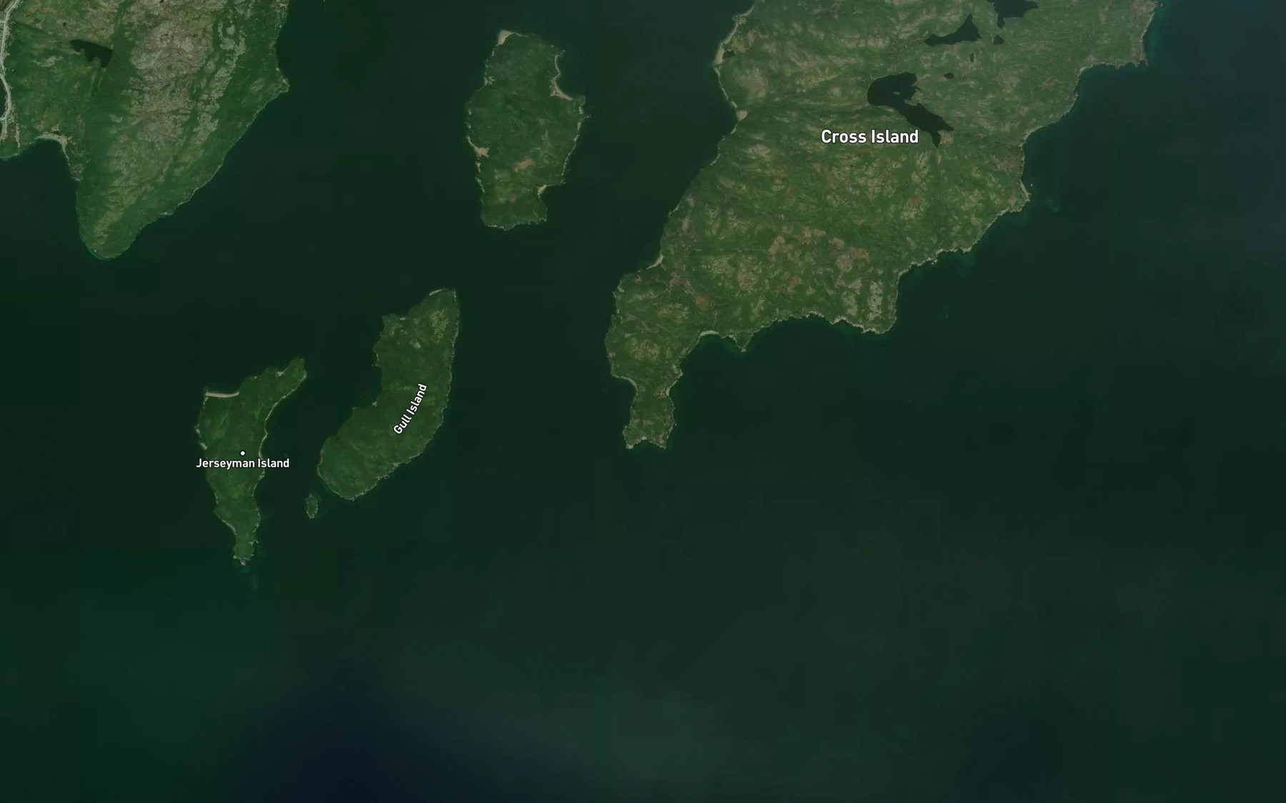 Satellite map of the Mother Whittles Cove