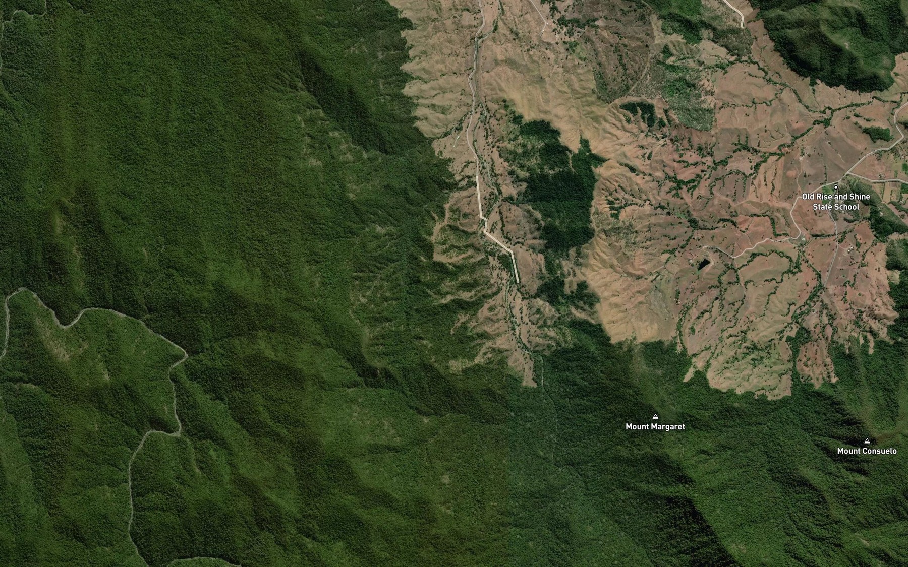Satellite map of the Mystery Creek
