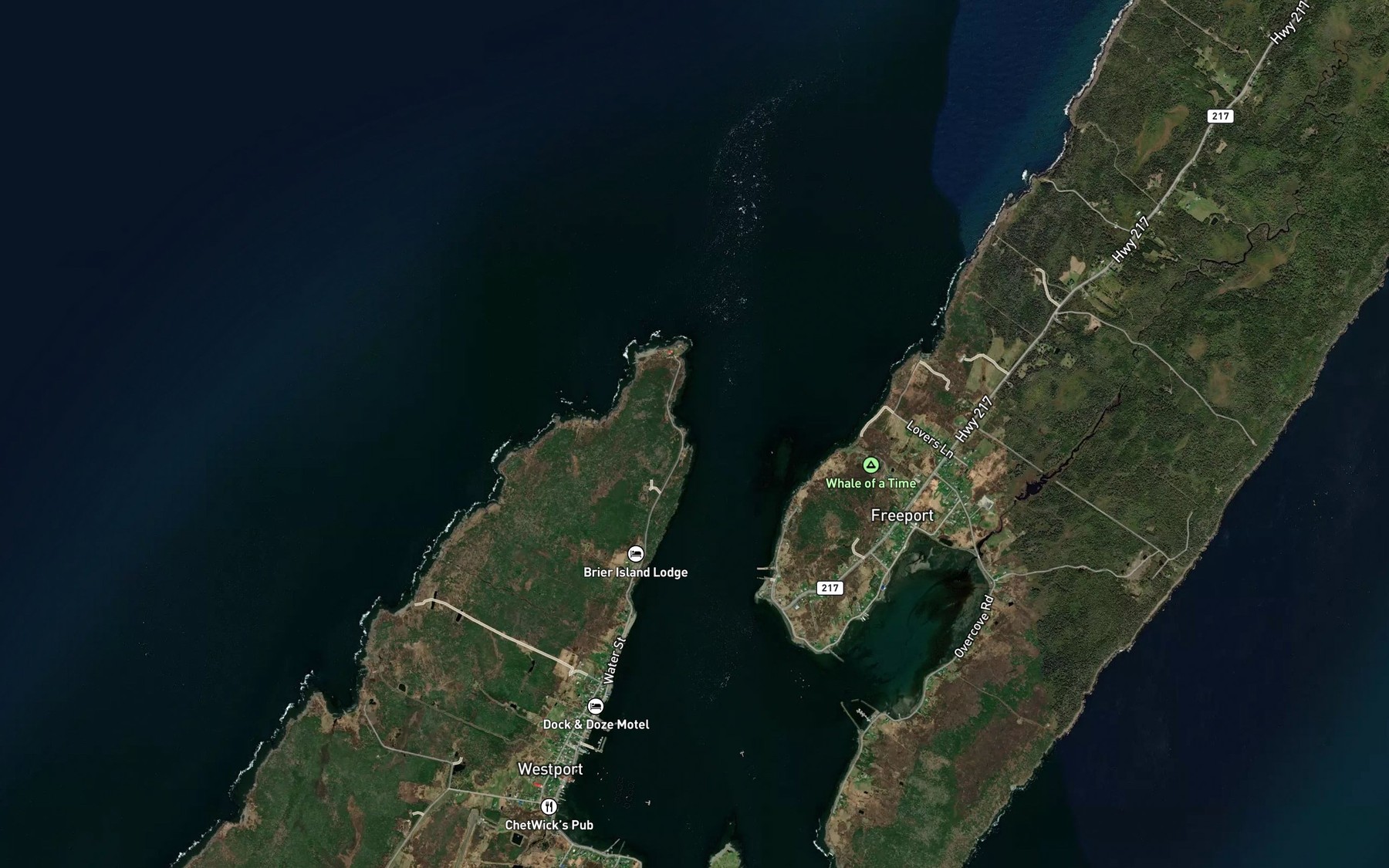 Satellite map of the Scattering Cove