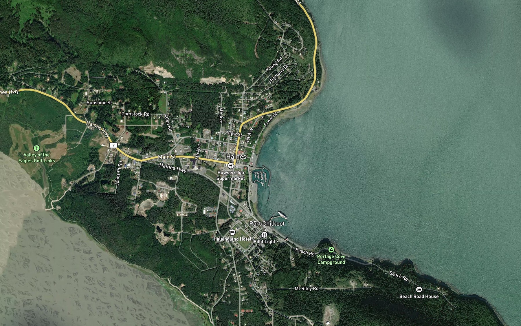 Satellite map of the Haines Seaplane Base