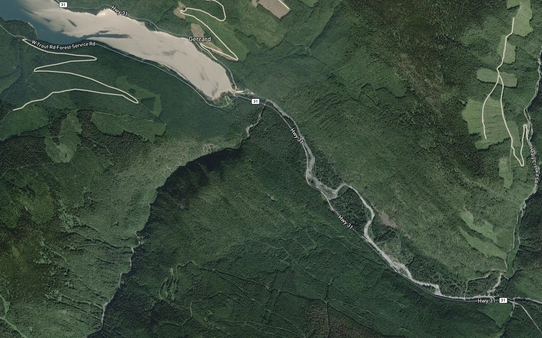 Satellite map of the Mobbs Creek