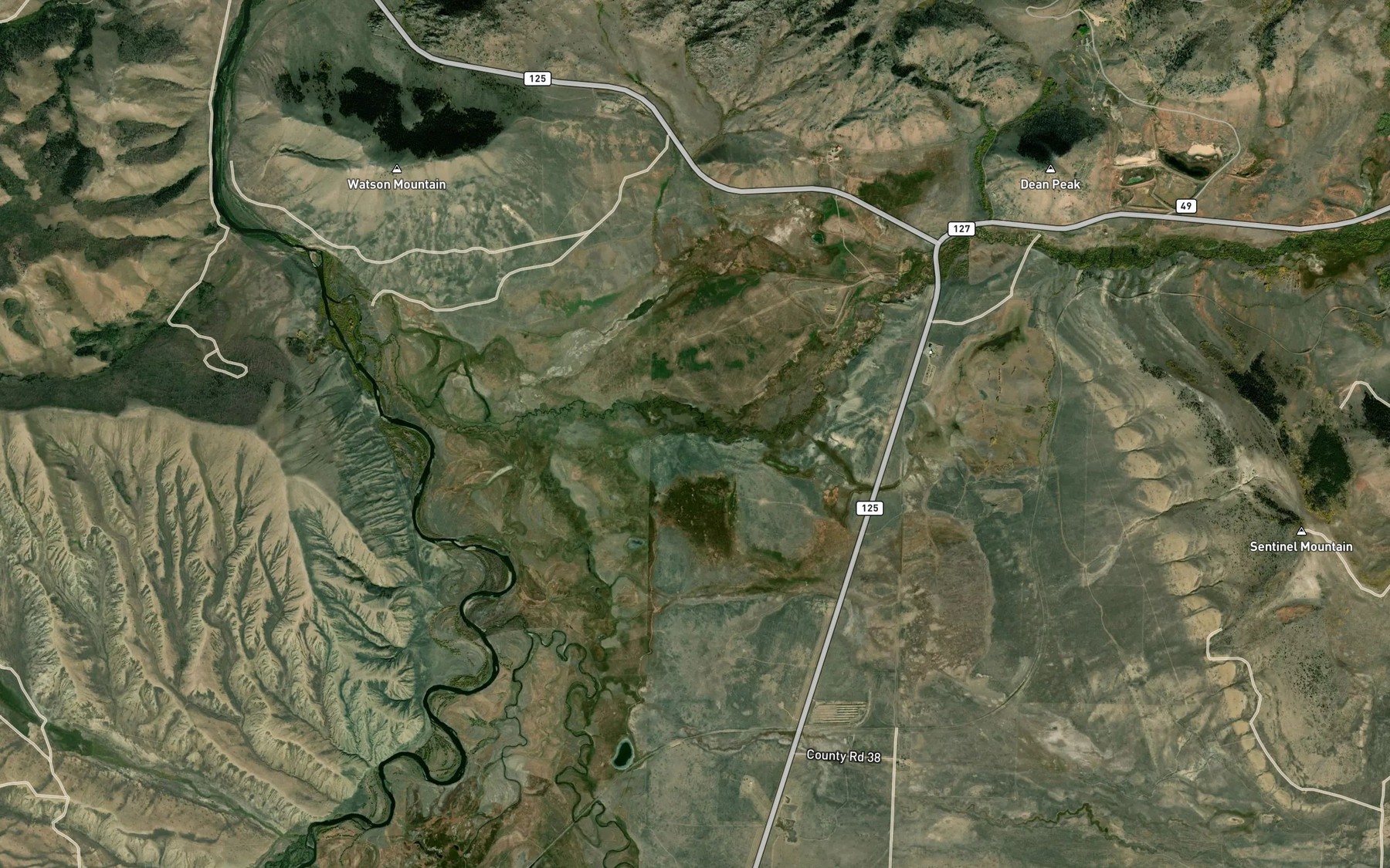 Satellite map of the Spaulding Ditch