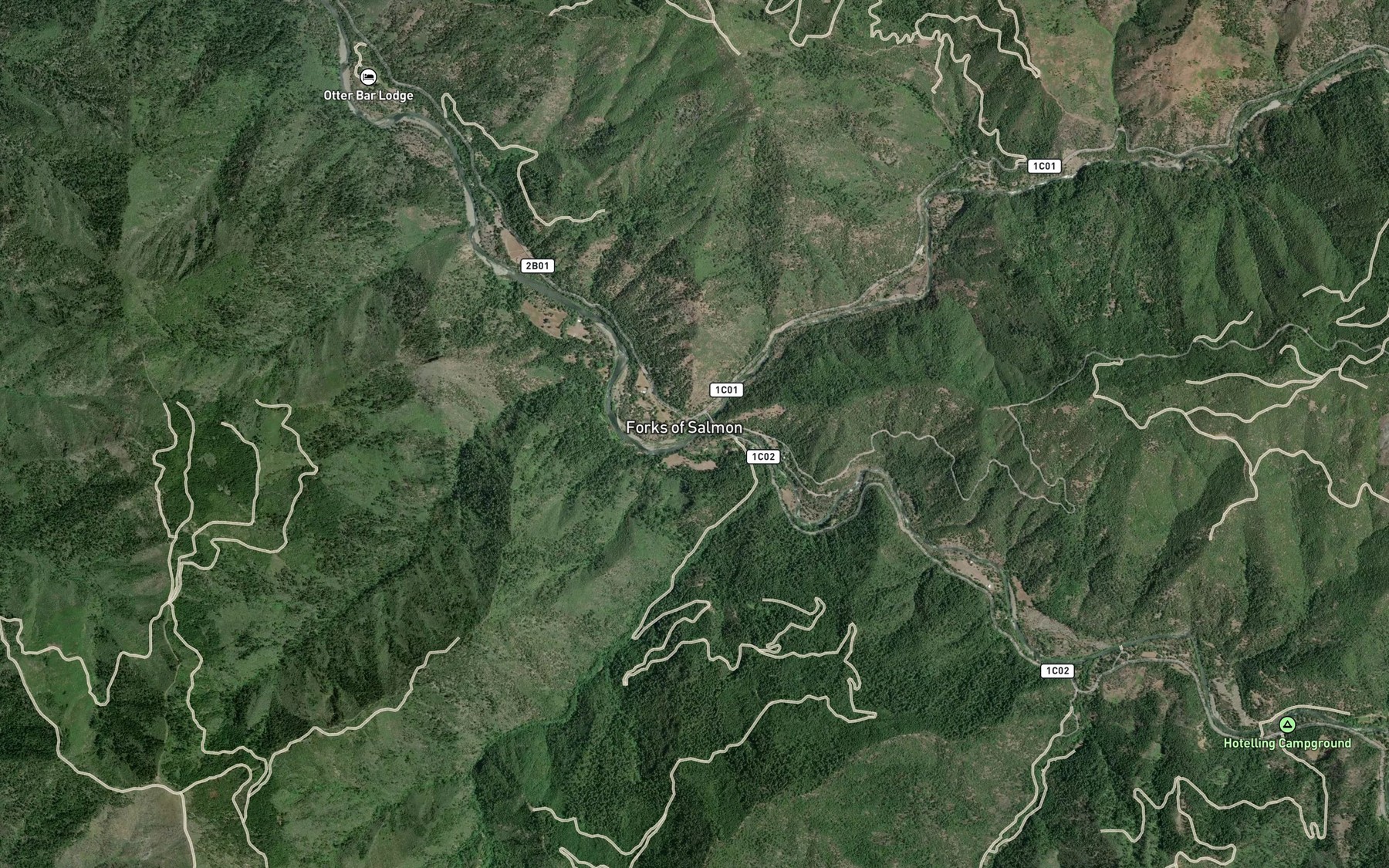 Satellite map of the South Fork Salmon River