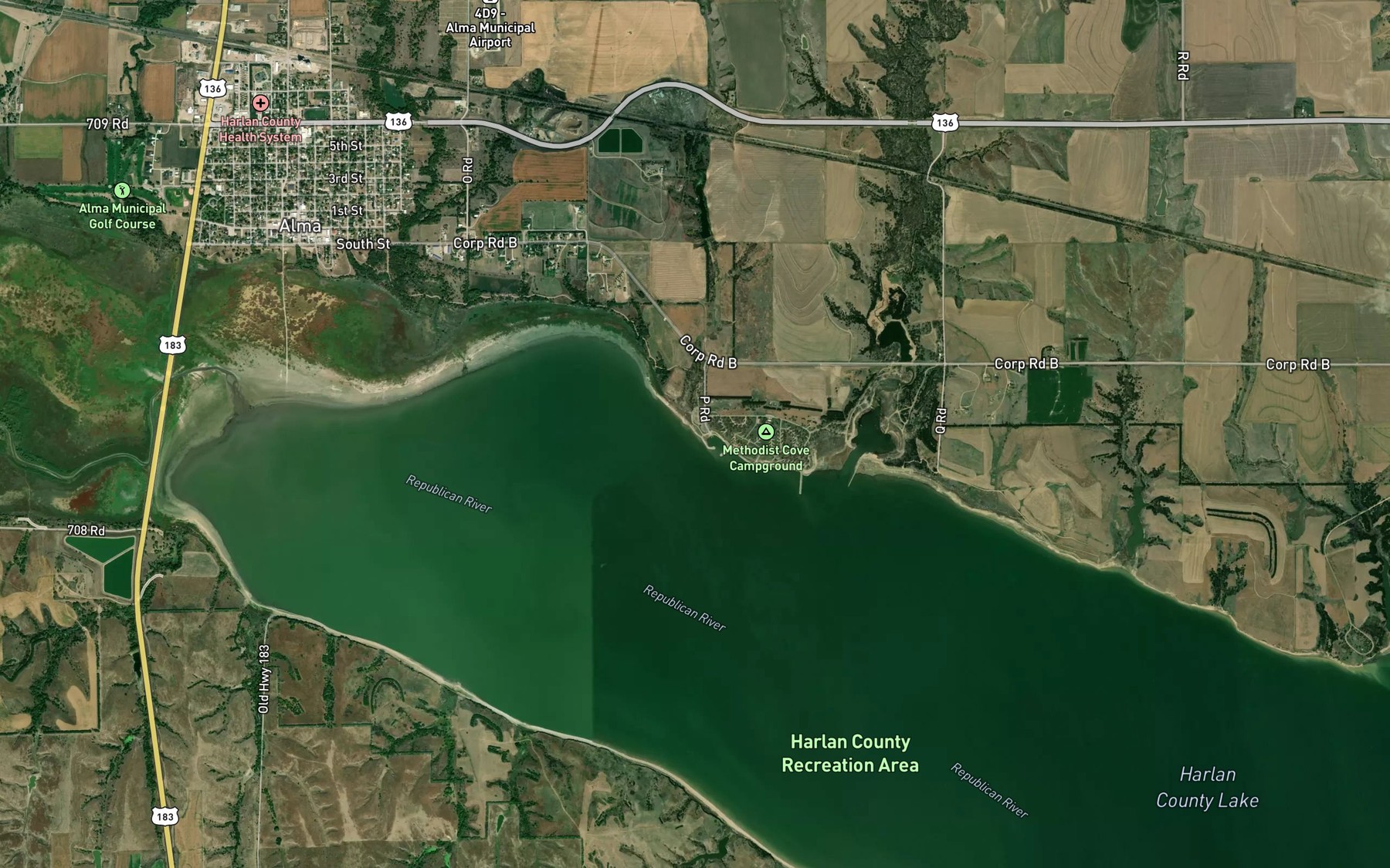 Satellite map of the Pheasant Point