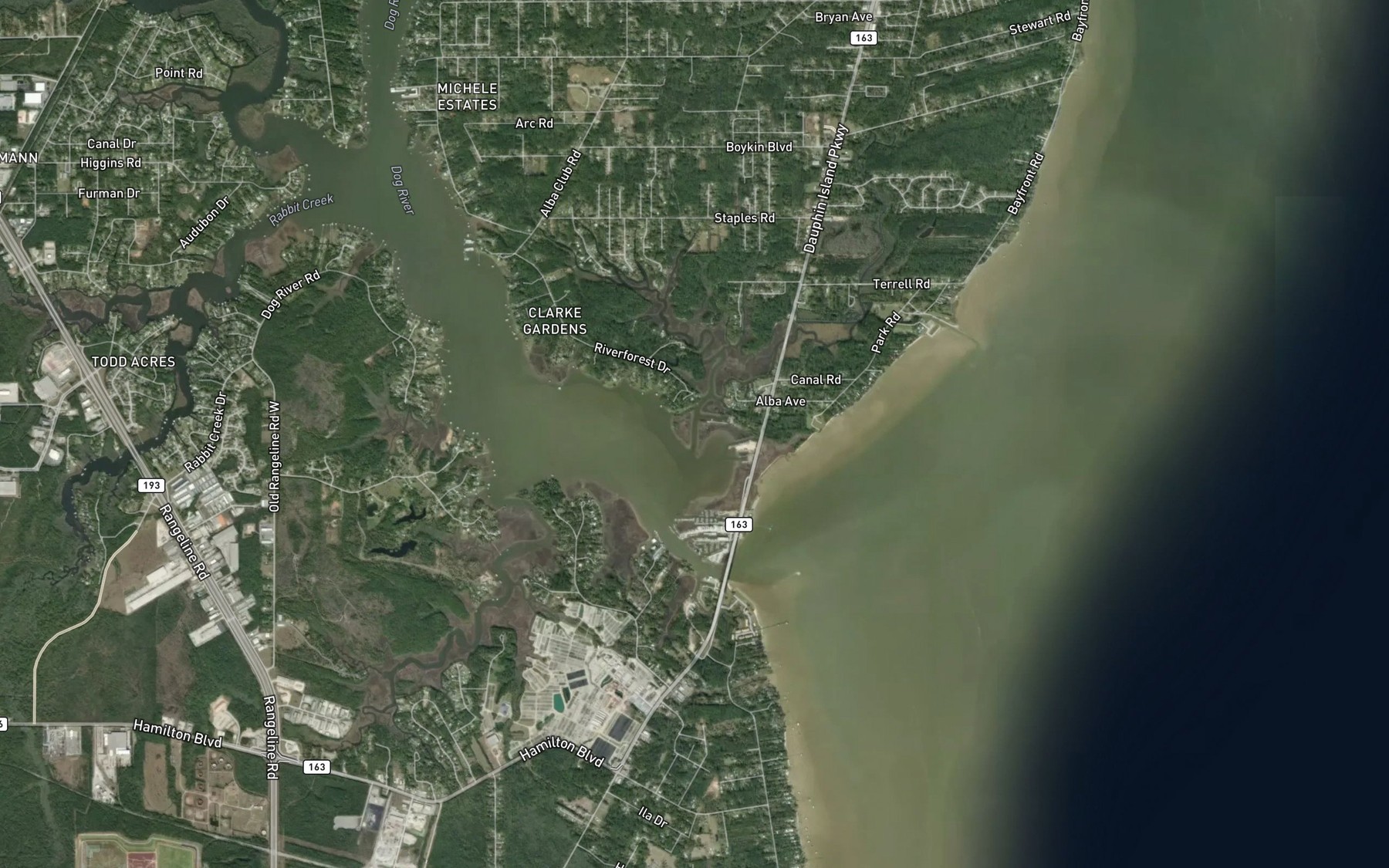 Satellite map of the Perch Creek