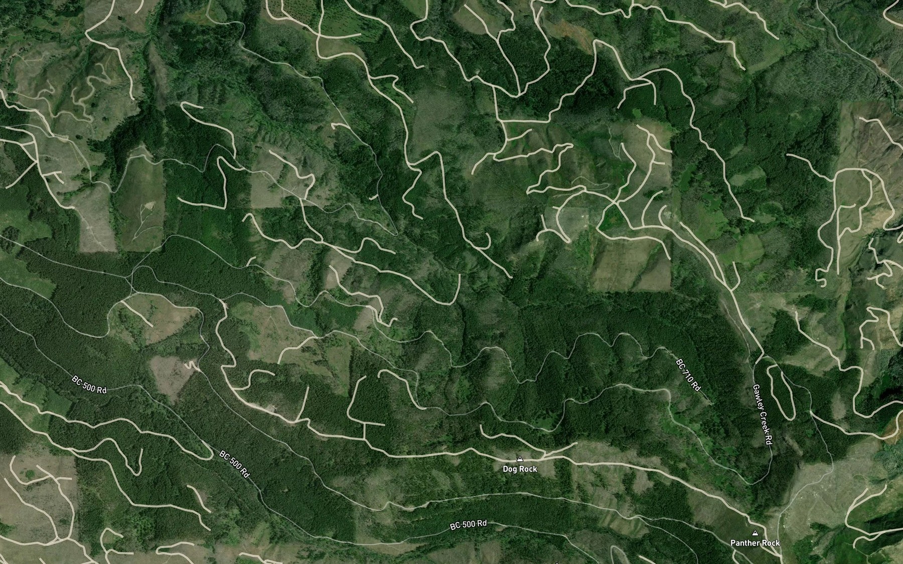 Satellite map of the Slide Creek