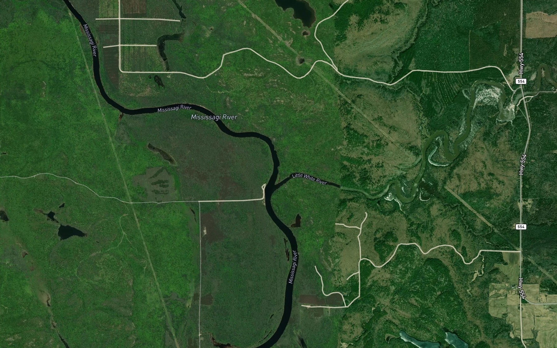 Satellite map of the Little White River