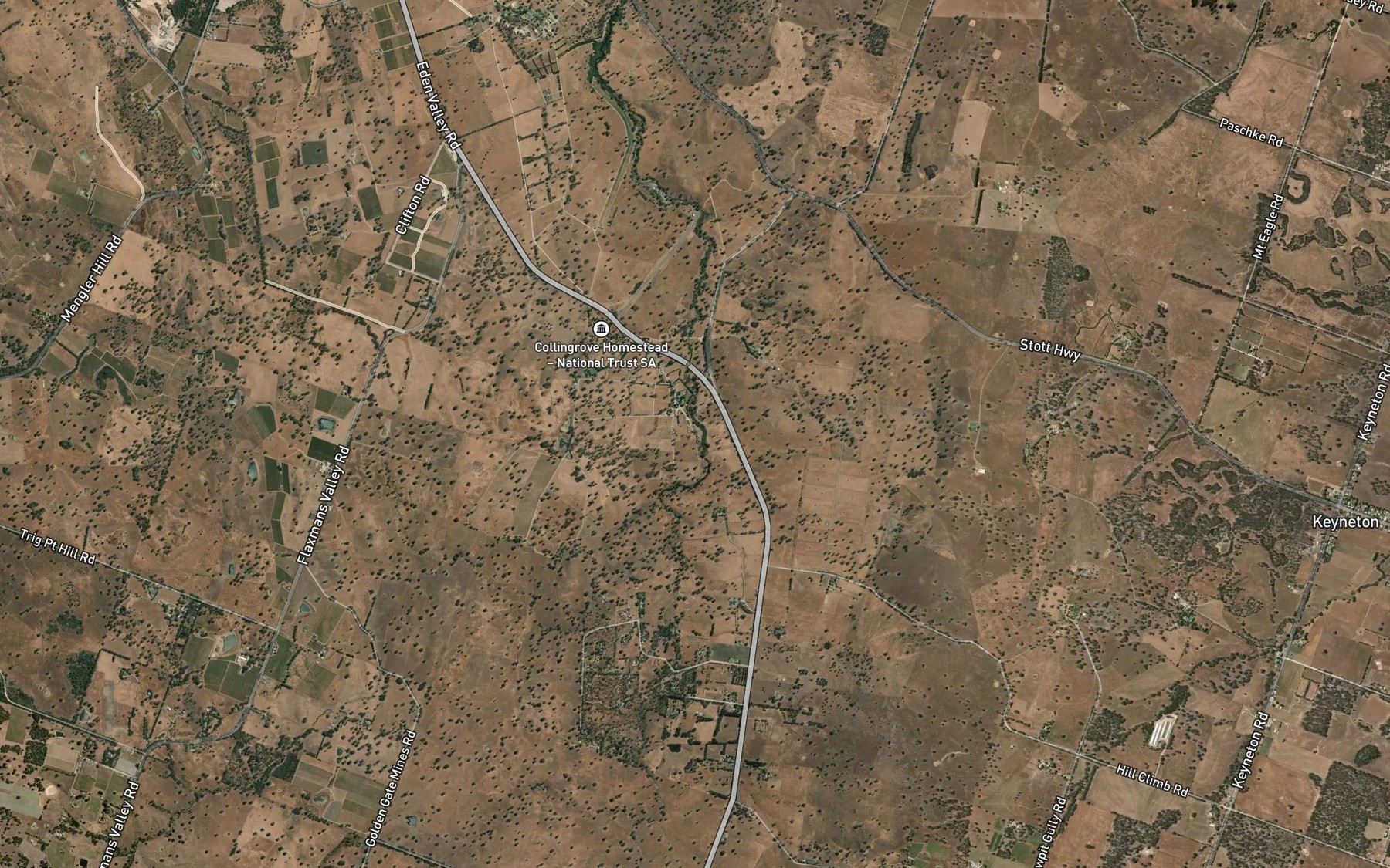 Satellite map of the Flaxmans Valley