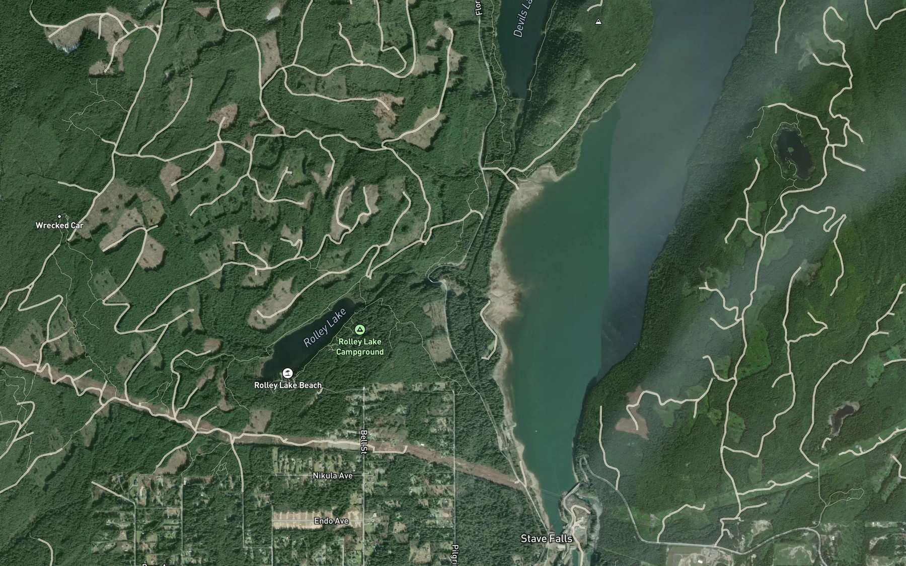 Satellite map of the Rolley Creek