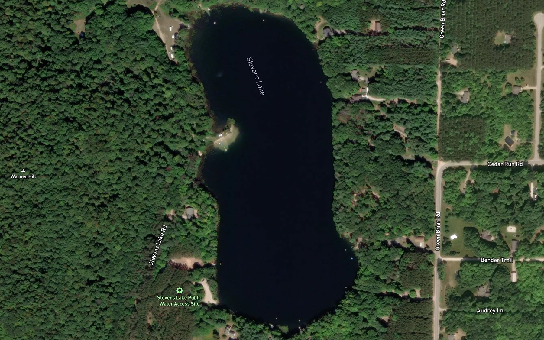 Satellite map of the Stevens Lake