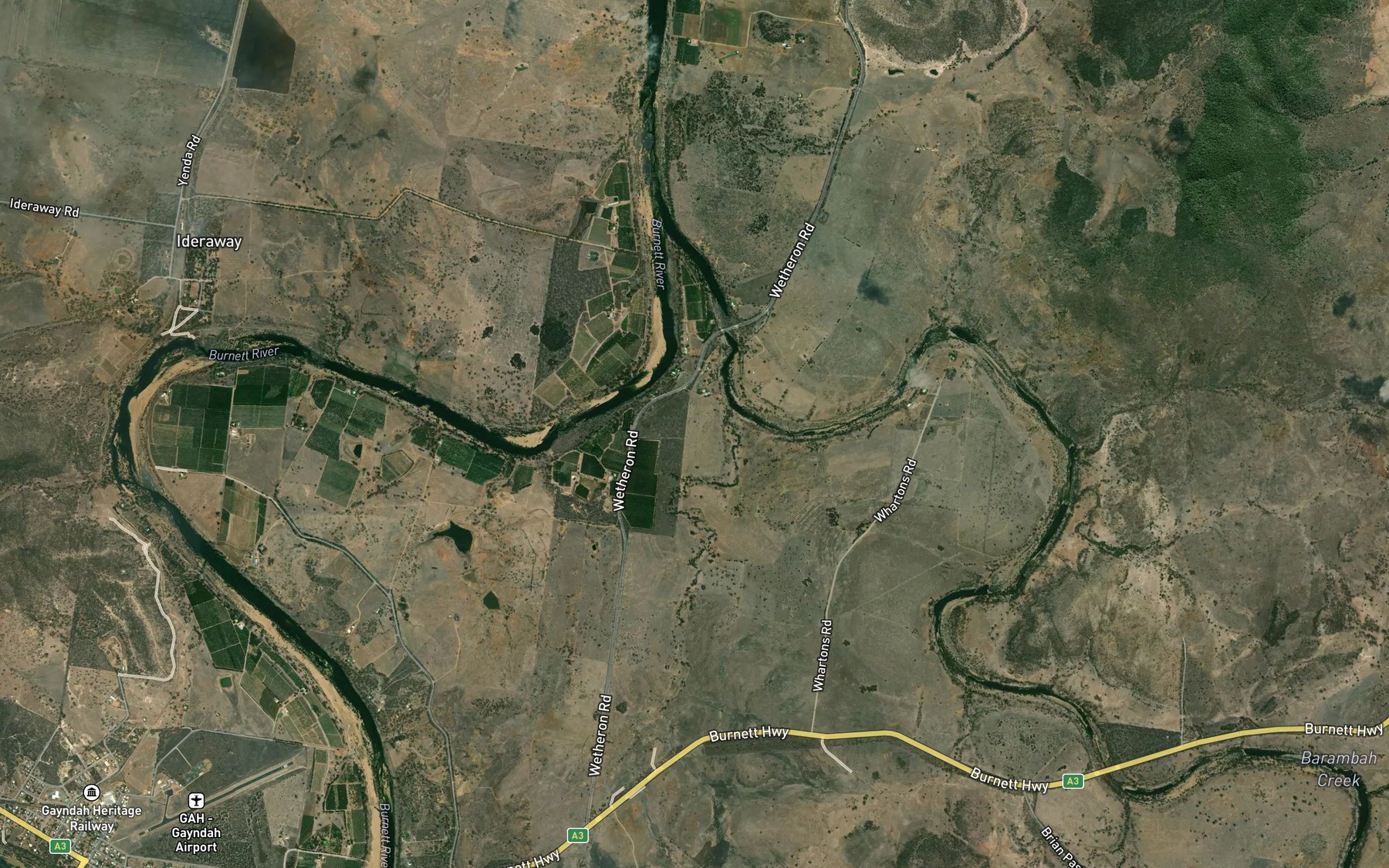Satellite map of the Barambah Creek