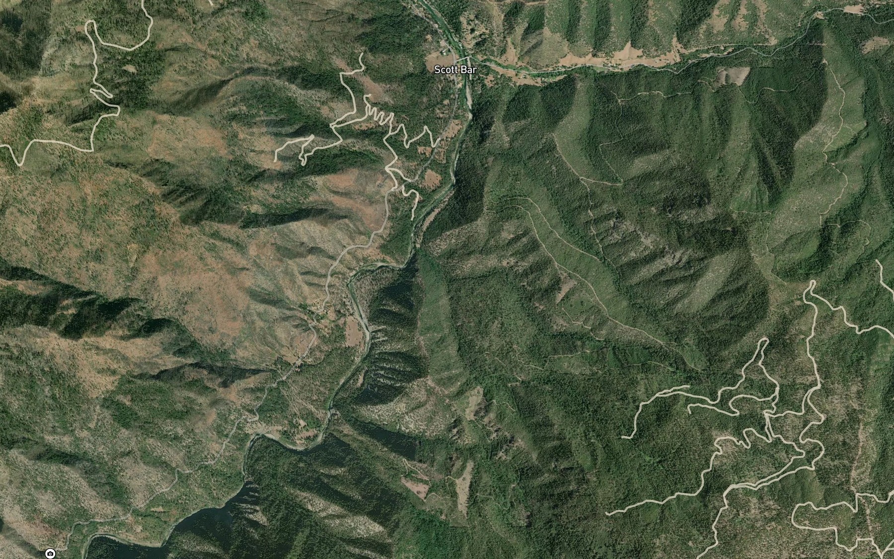 Satellite map of the South Fork Pat Ford Creek