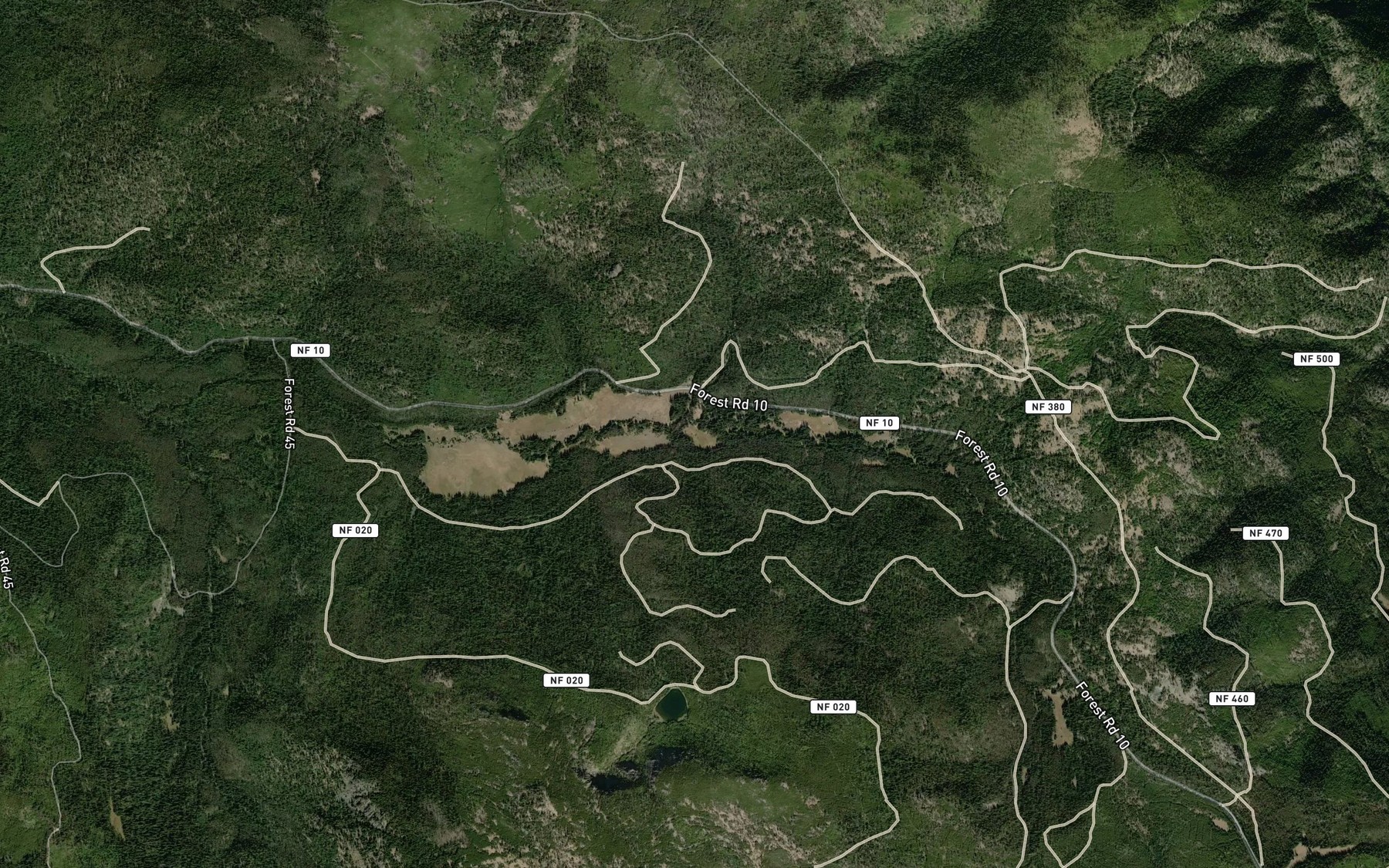 Satellite map of the Line Creek