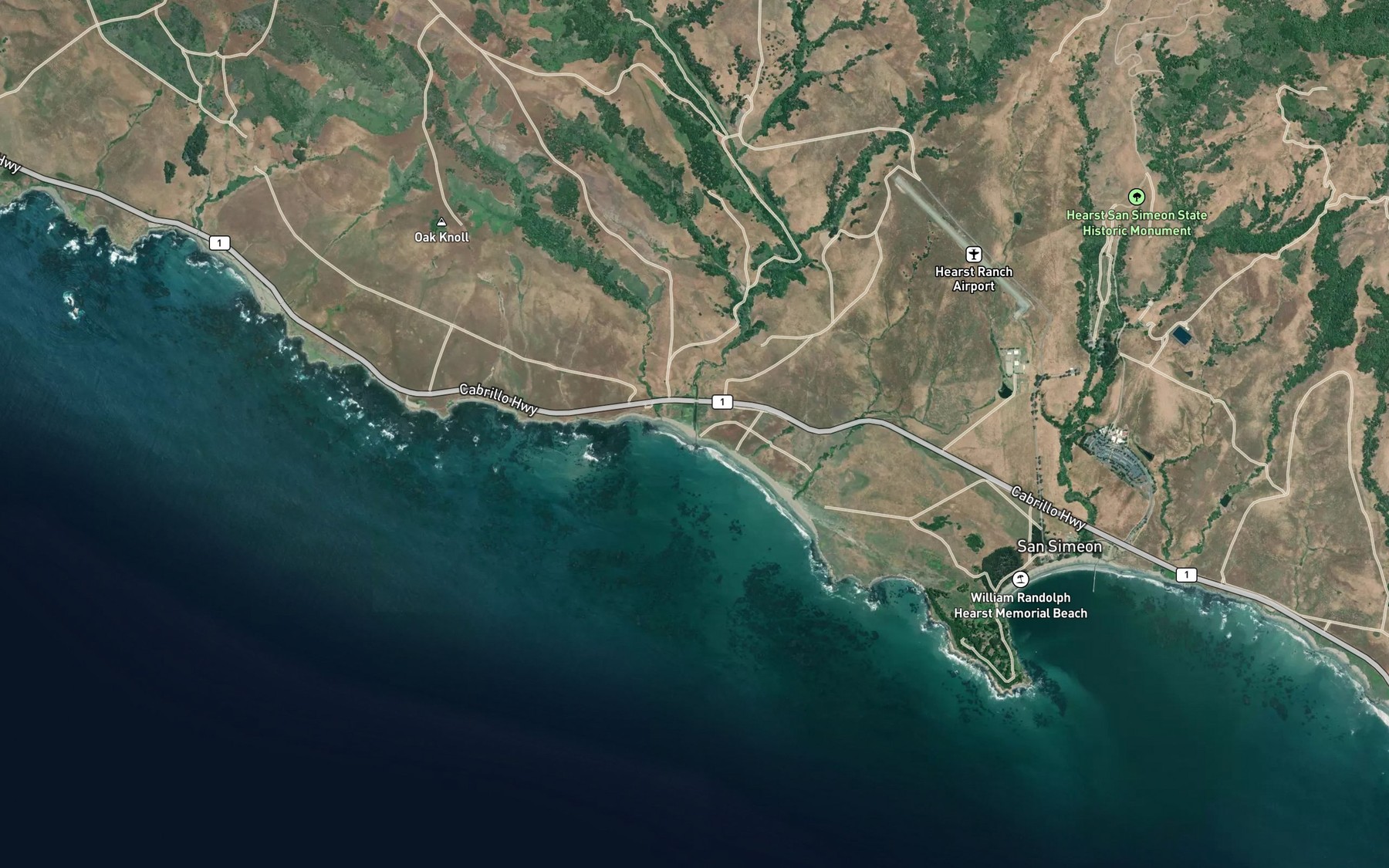 Satellite map of the Oak Knoll Creek