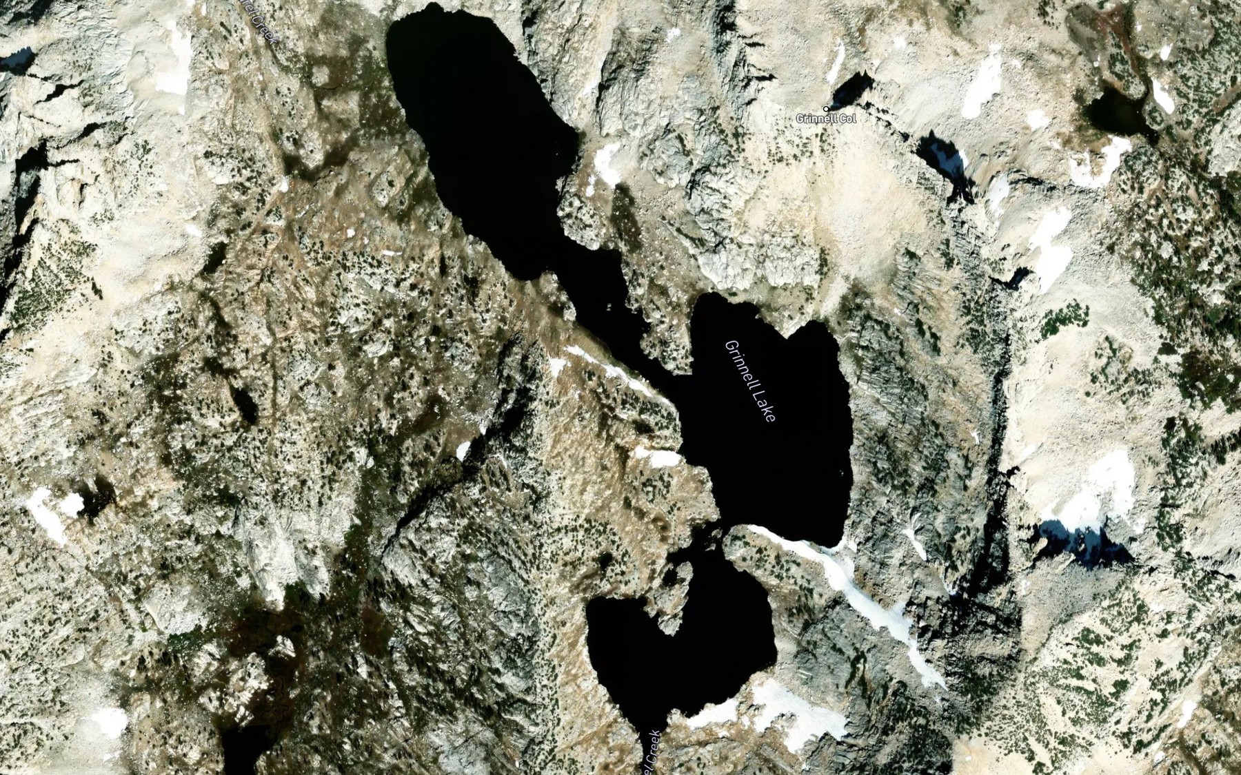 Satellite map of the Grinnell Lake