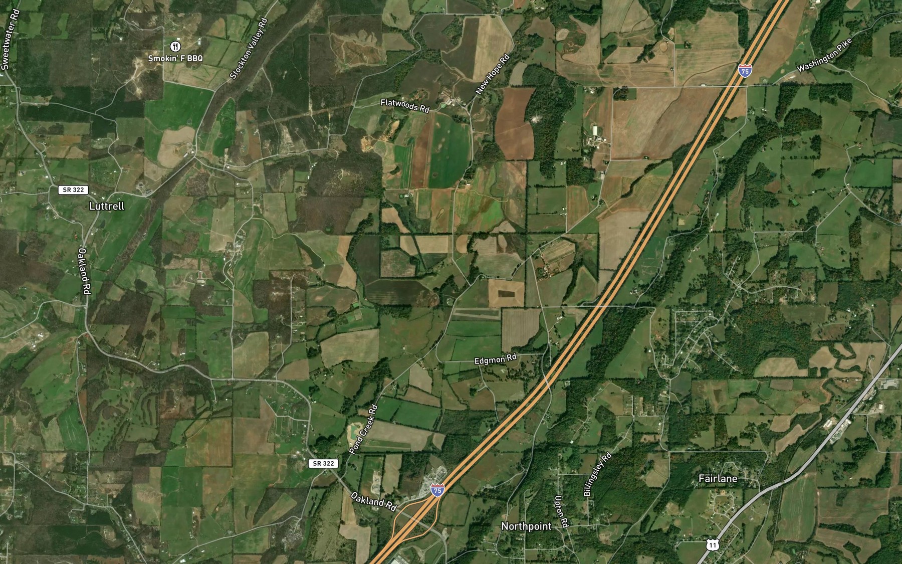 Satellite map of the Cherry Branch