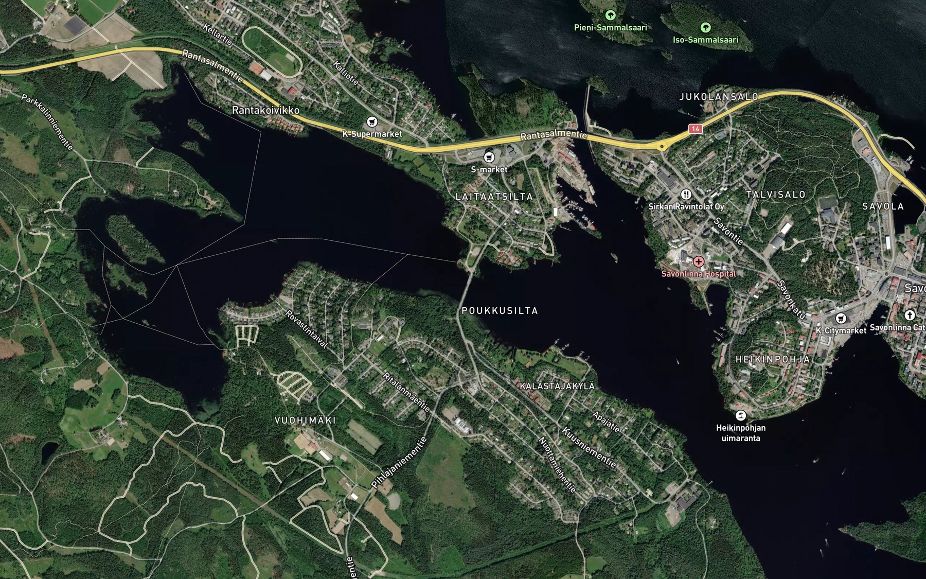 Satellite map of the Poukkusalmi