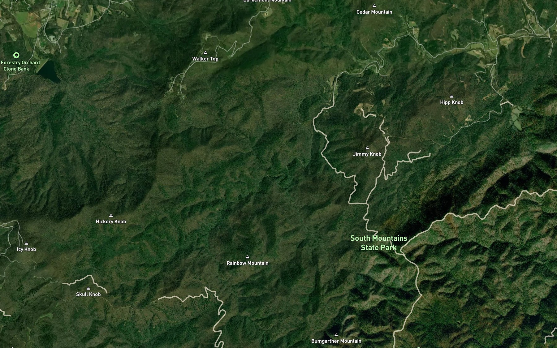 Satellite map of the Morganton Watershed Lake