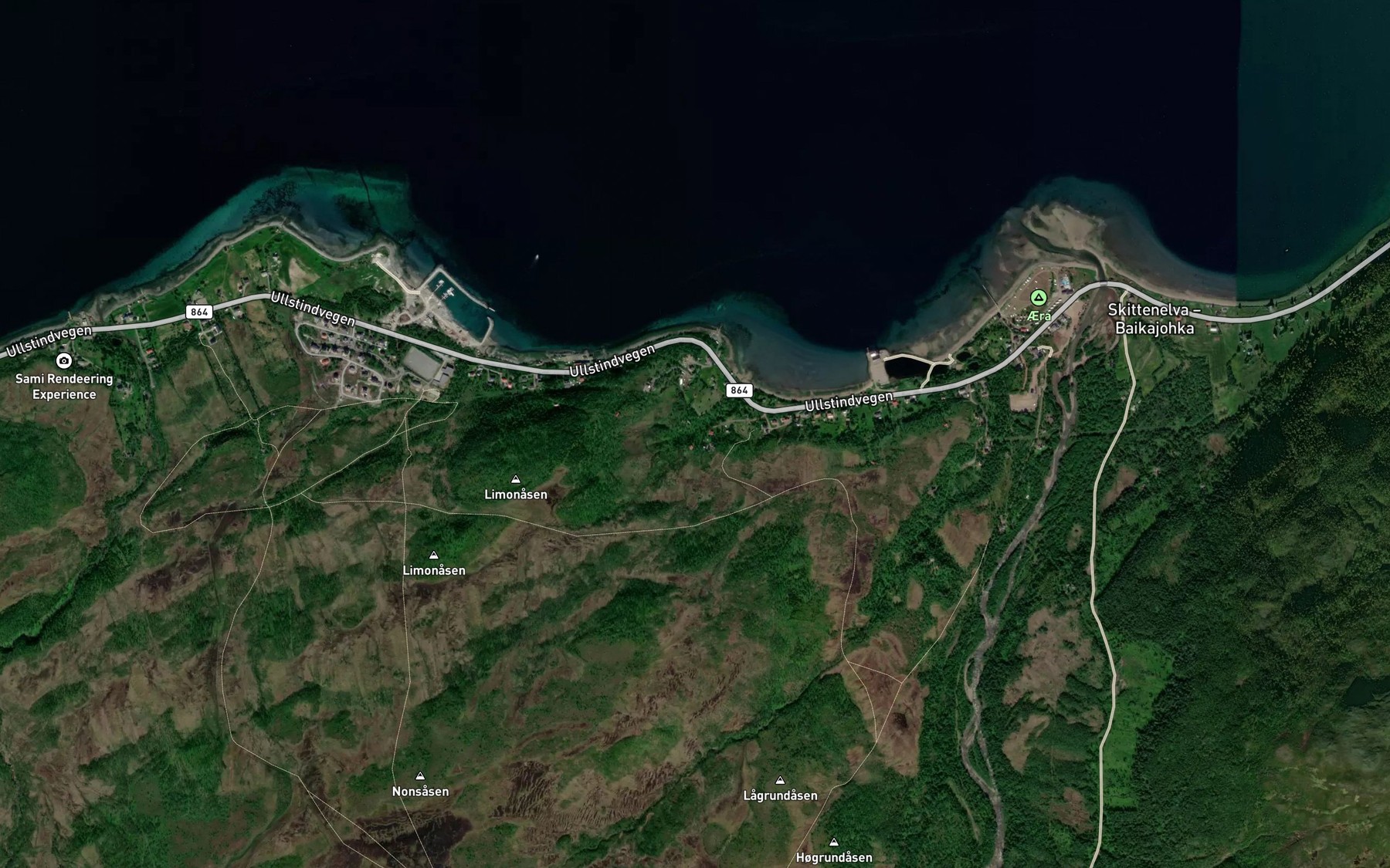 Satellite map of the Djupelva