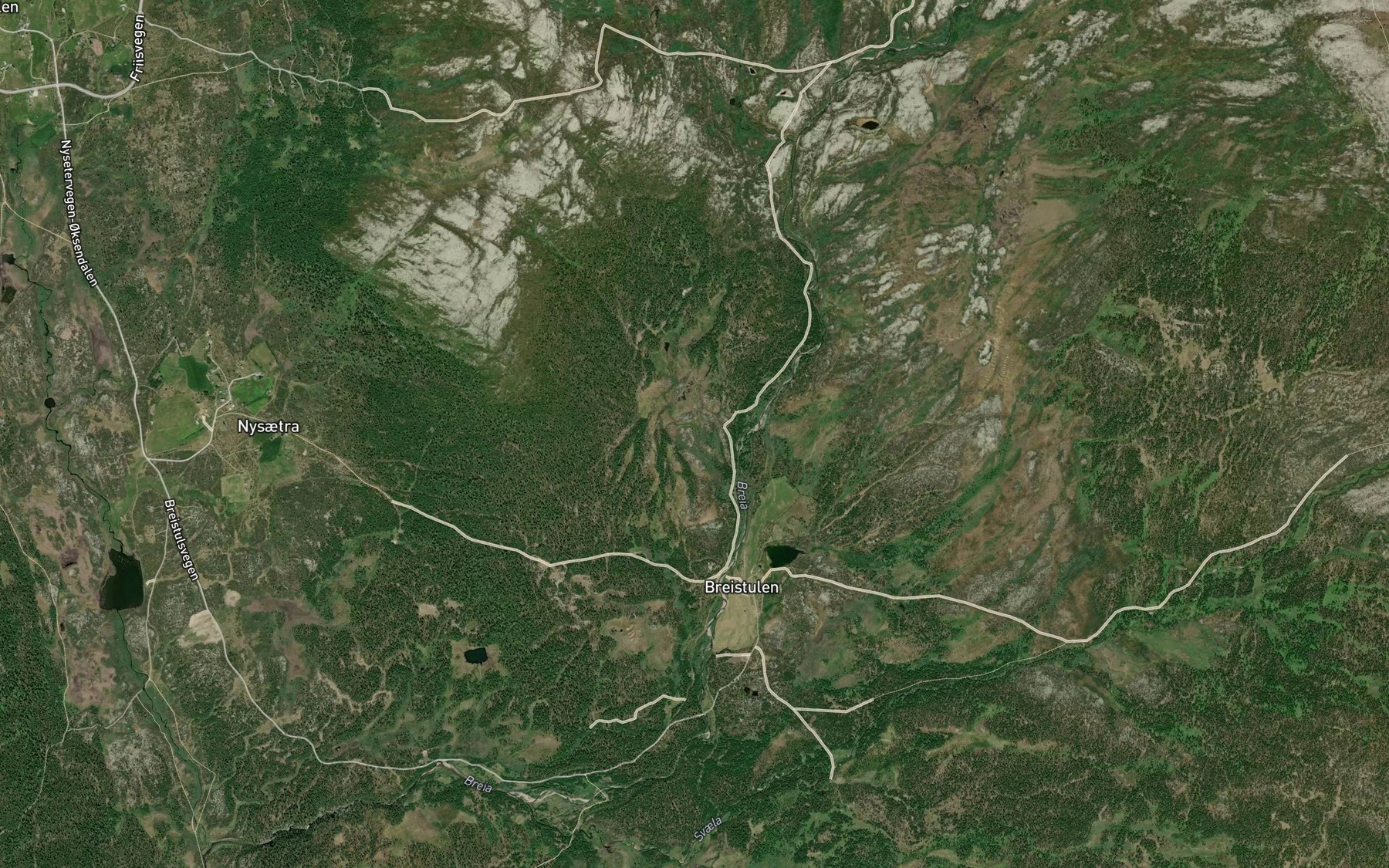 Satellite map of the Styggebekken