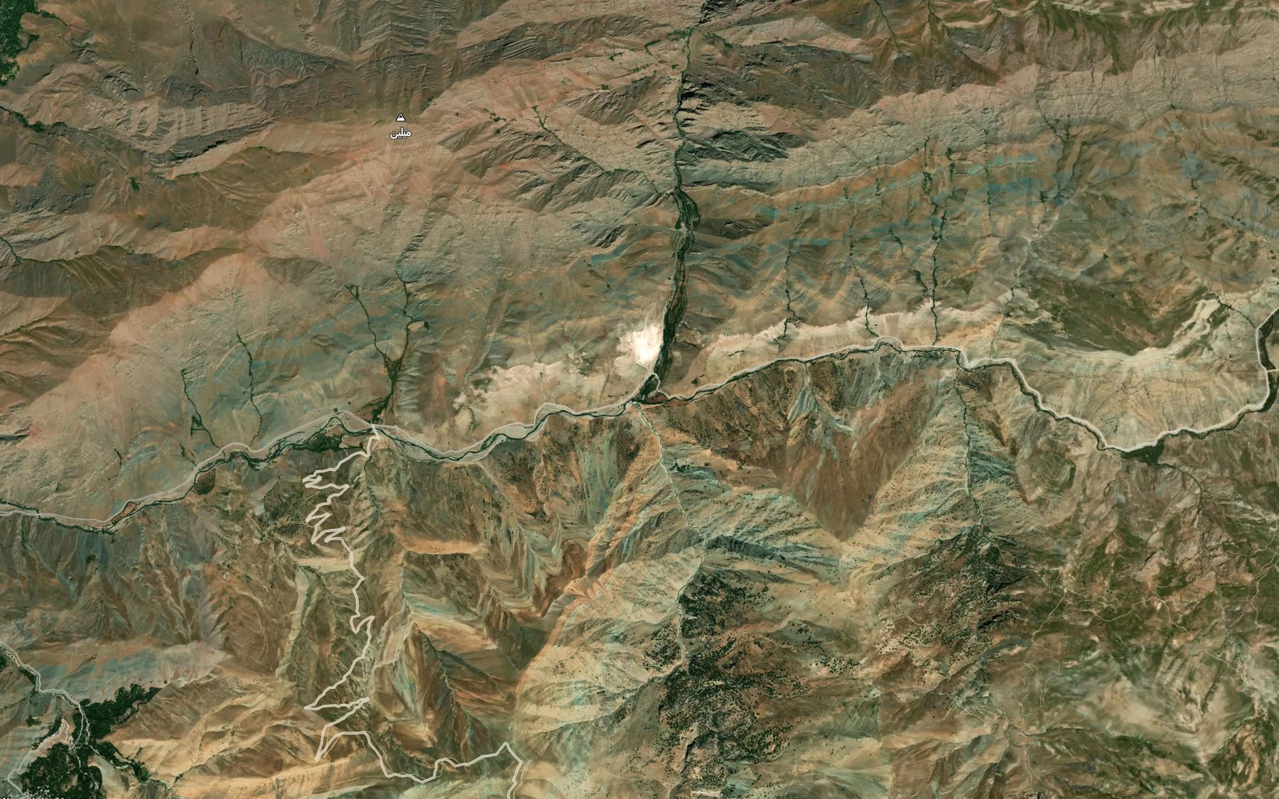 Satellite map of the Rudkhaneh-ye Narian