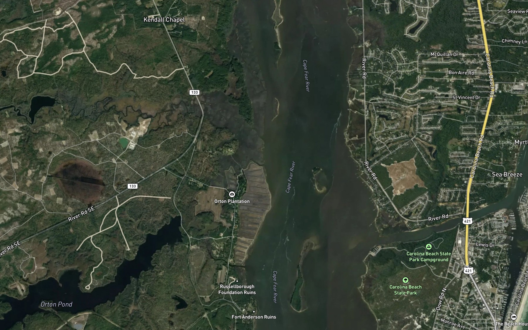 Satellite map of the Orton Creek