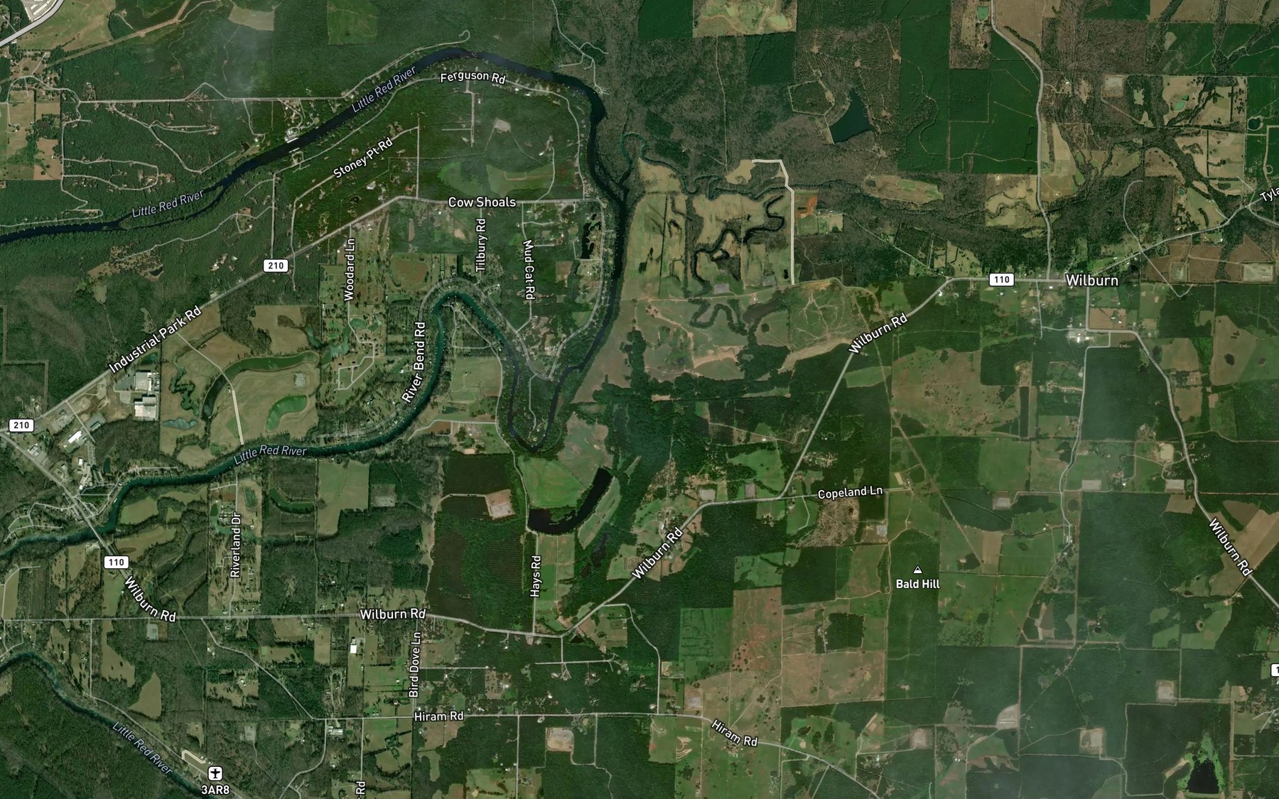 Satellite map of the Lick Branch