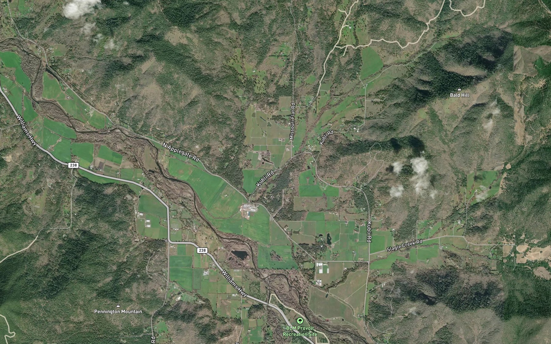 Satellite map of the Rocky Creek