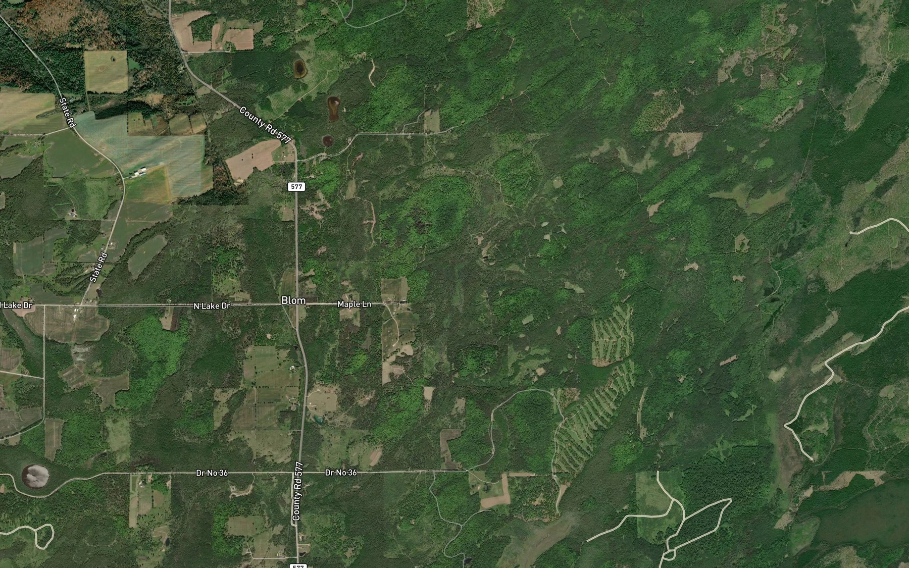 Satellite map of the Camp Creek