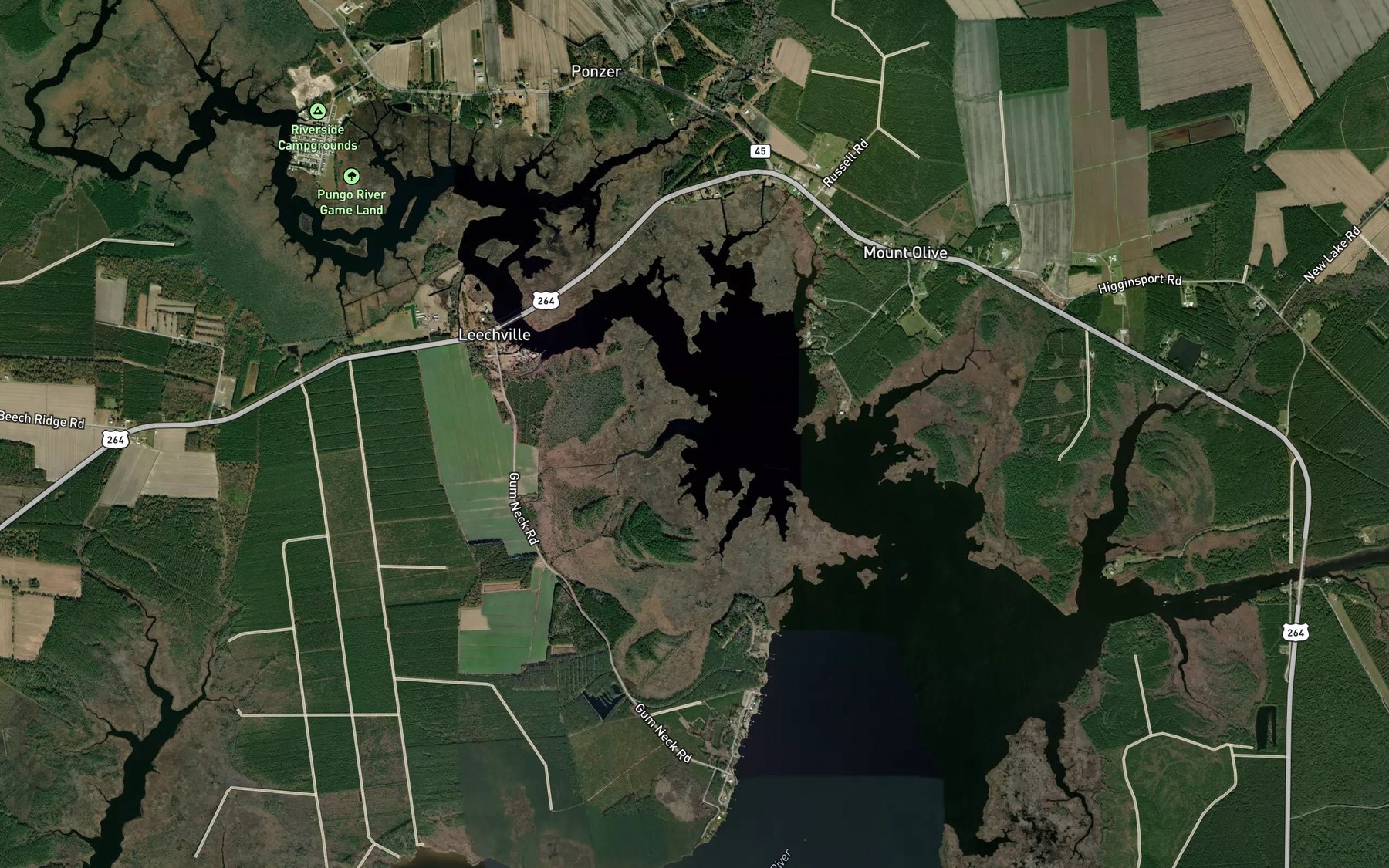Satellite map of the Styron Creek