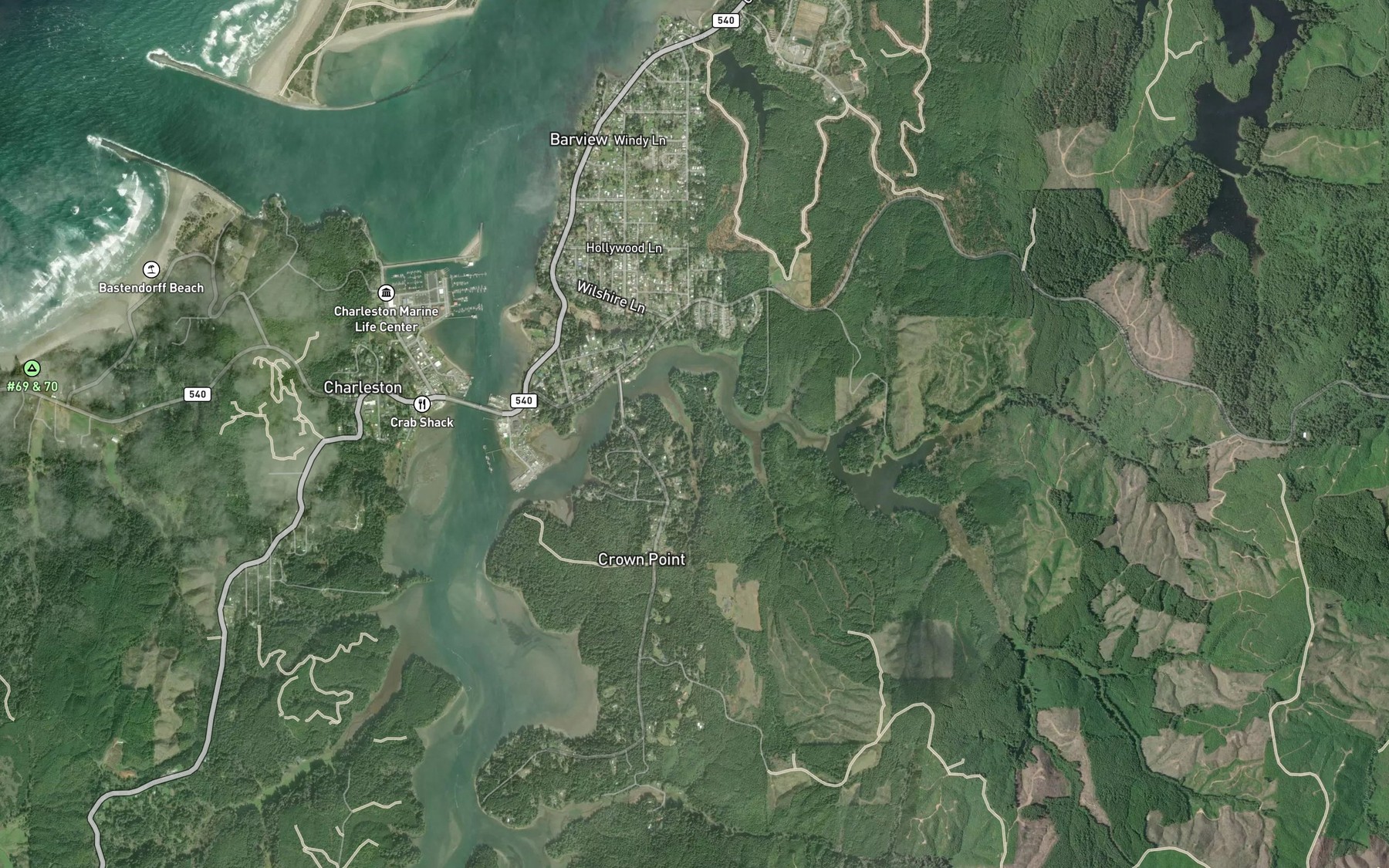 Satellite map of the Storey Creek