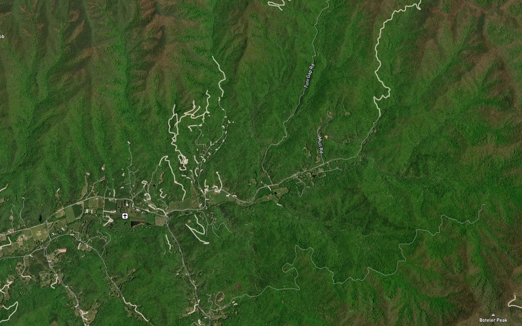 Satellite map of the Little Tuni Creek