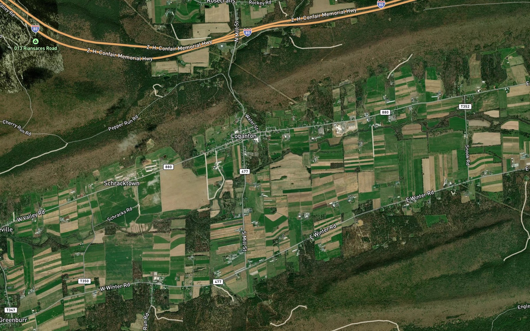 Satellite map of the Mill Creek