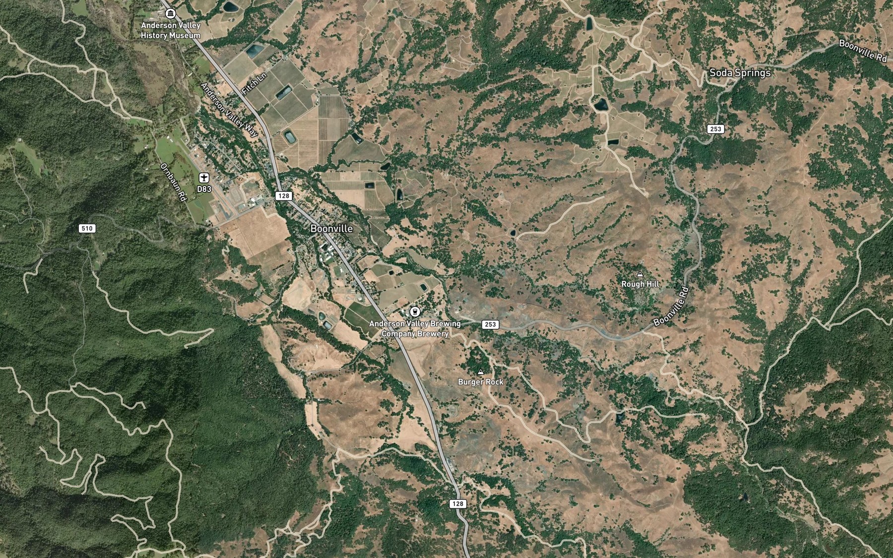 Satellite map of the Soda Creek