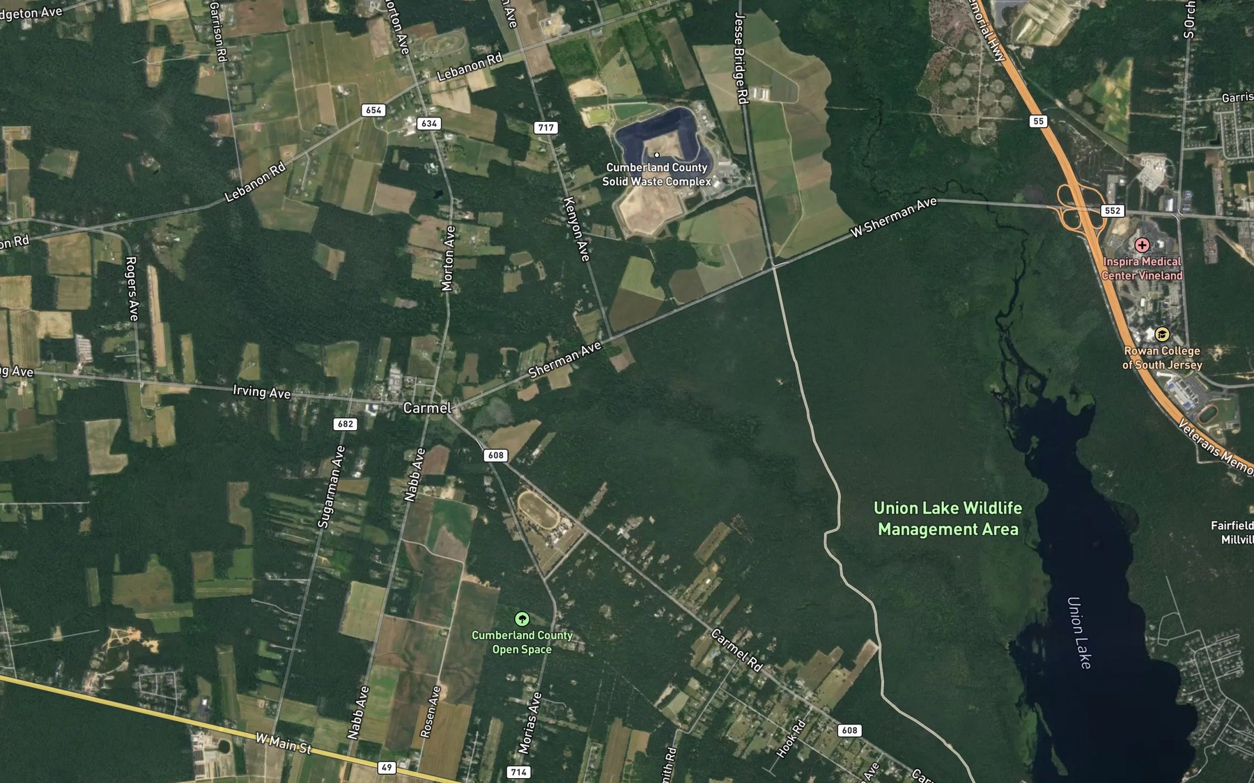Satellite map of the Chatfield Branch