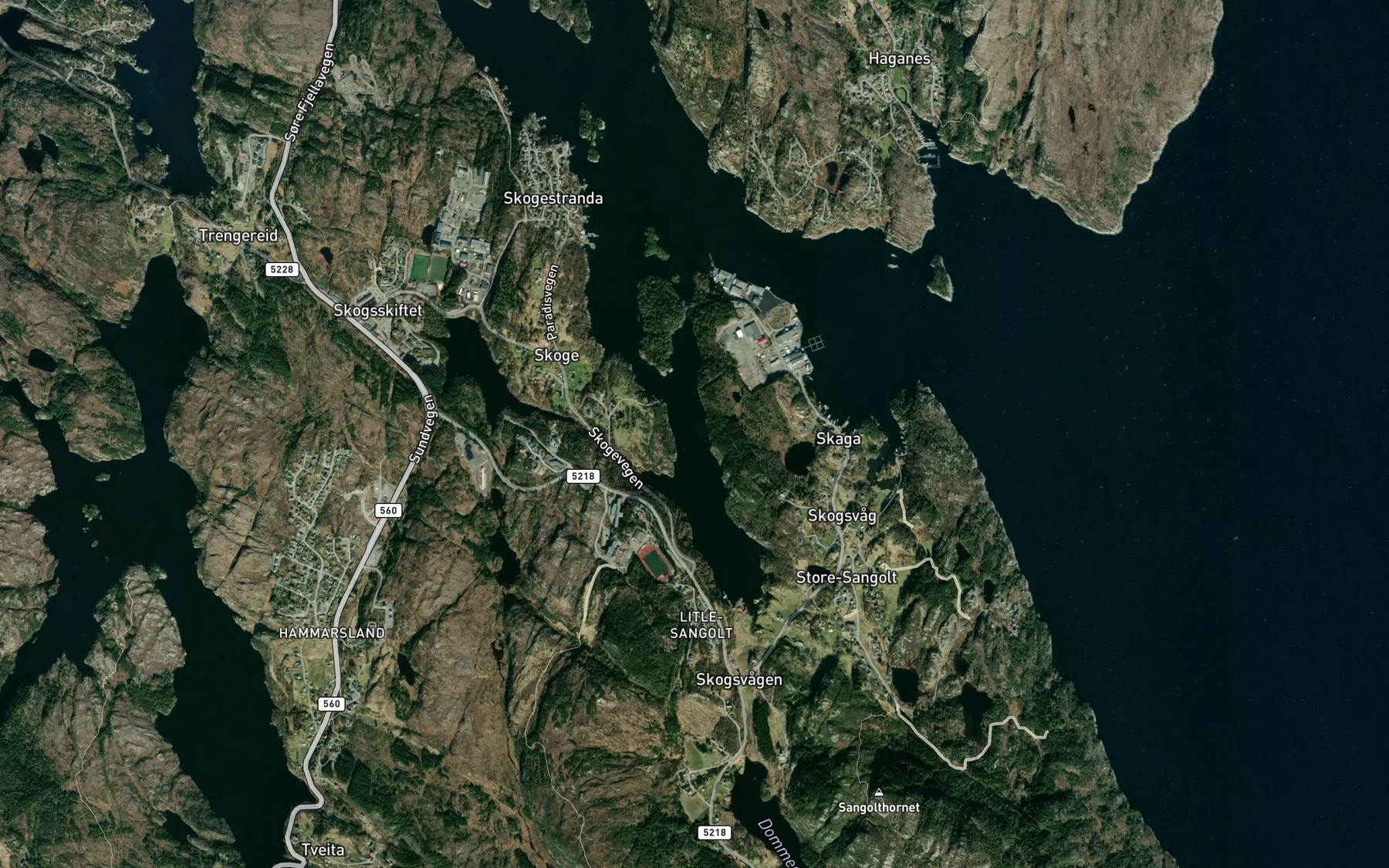Satellite map of the Kvalvagen