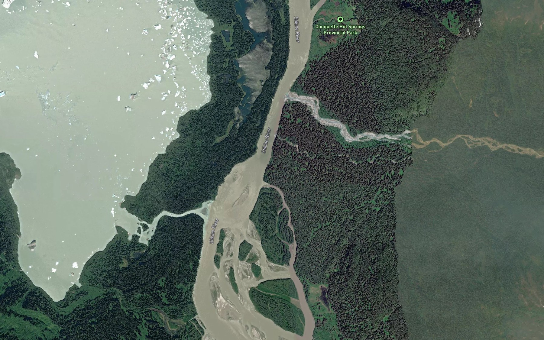 Satellite map of the Choquette River