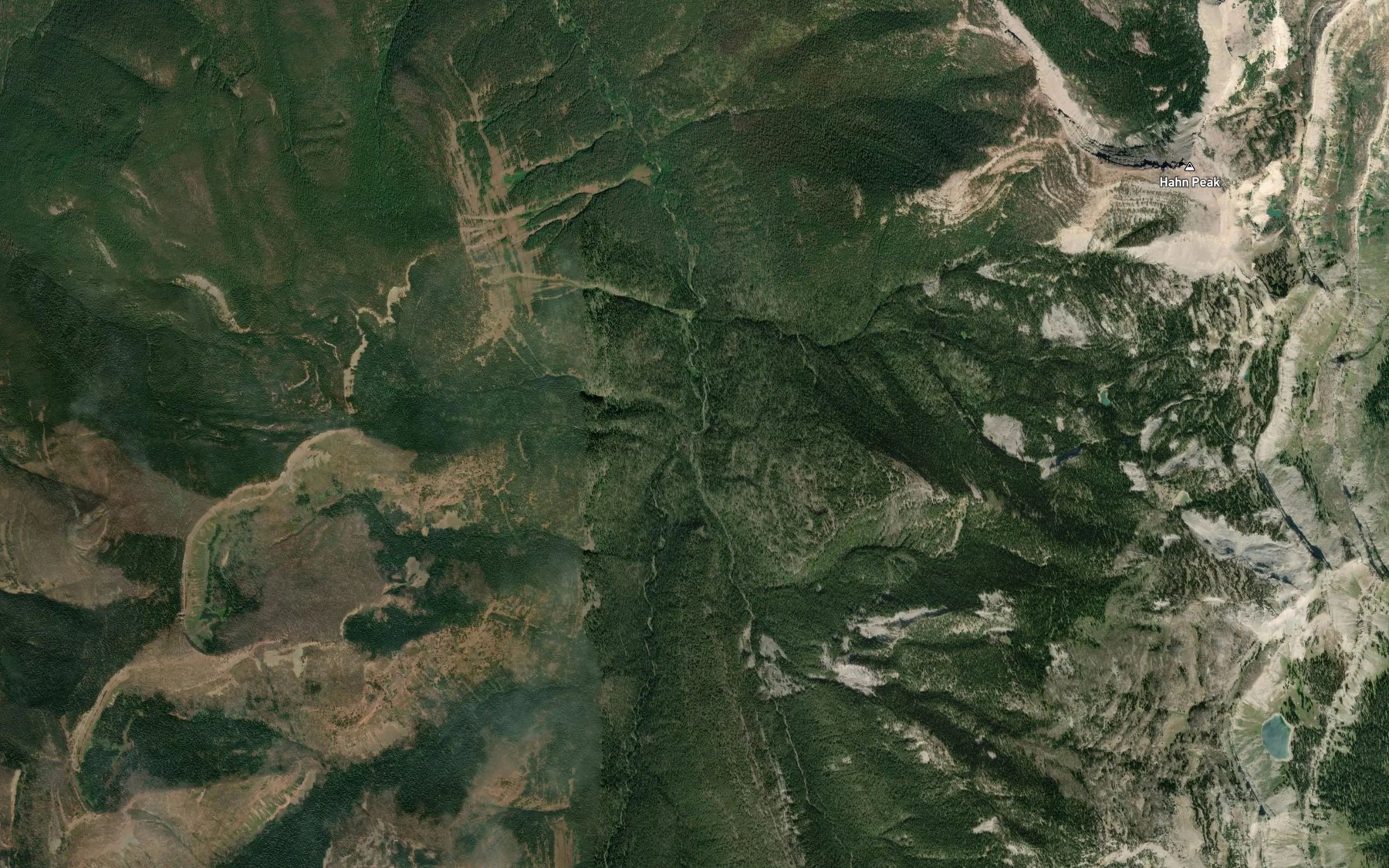 Satellite map of the Three Sisters Creek