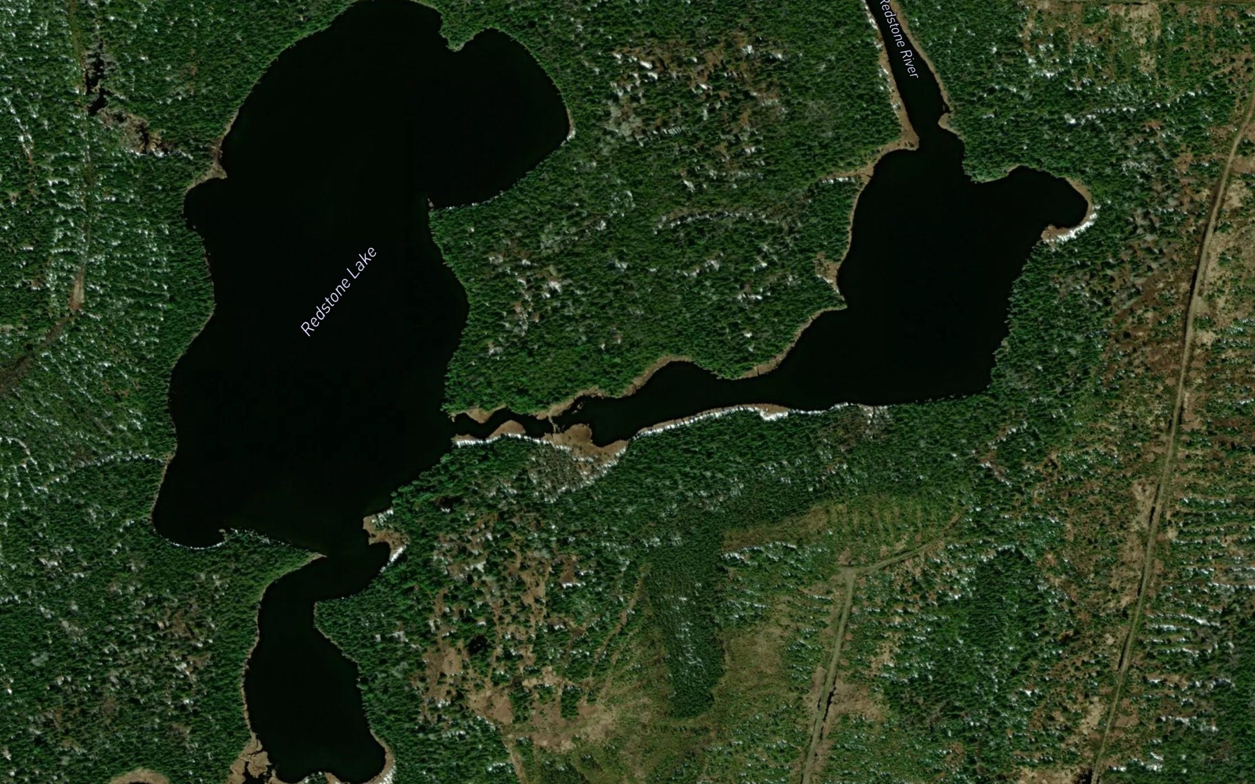 Satellite map of the Redstone Lake