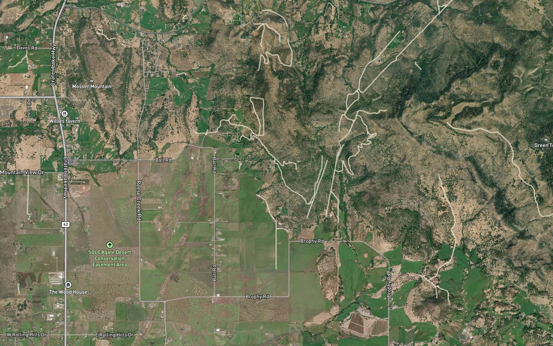 Satellite map of the Sims Reservoir
