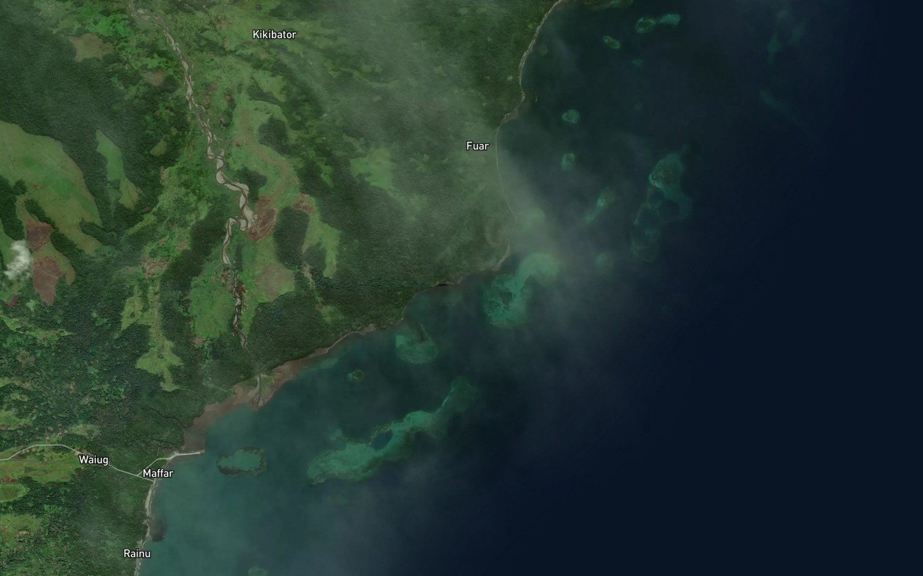 Satellite map of the Ajova River