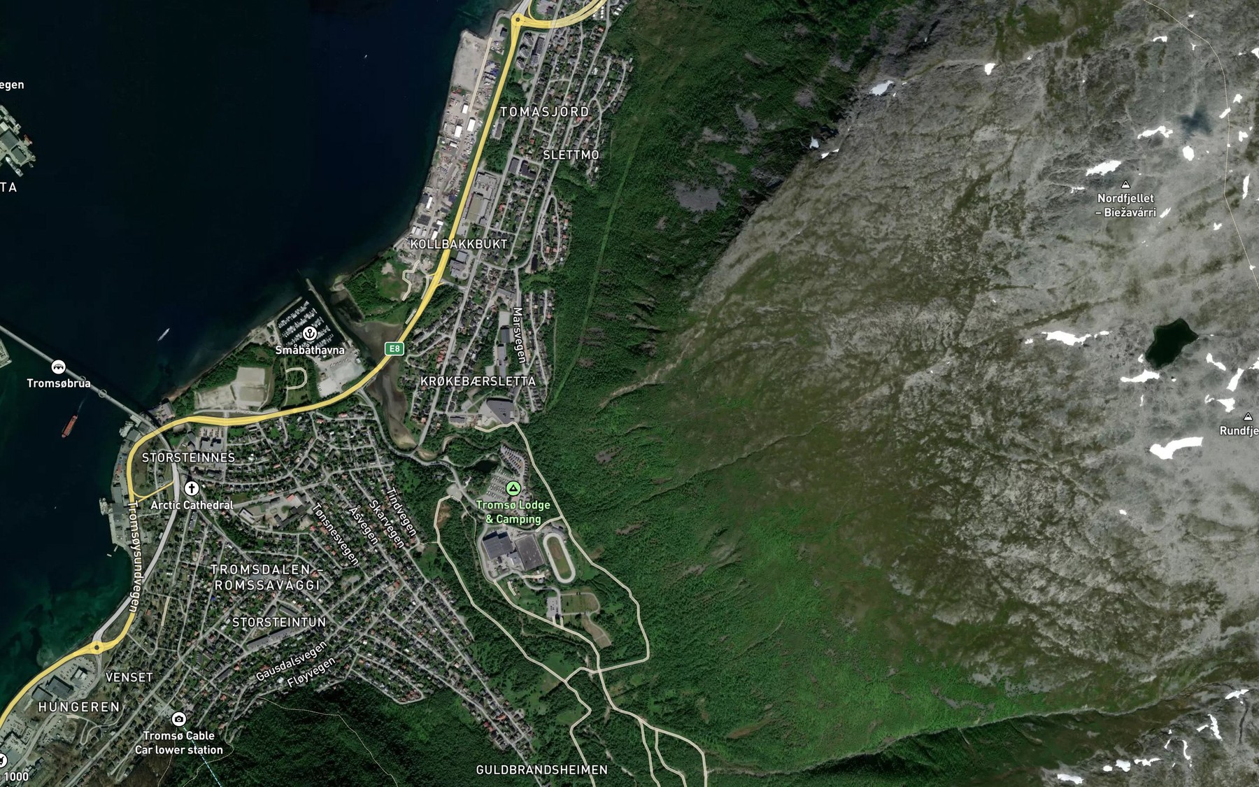 Satellite map of the Akselelva