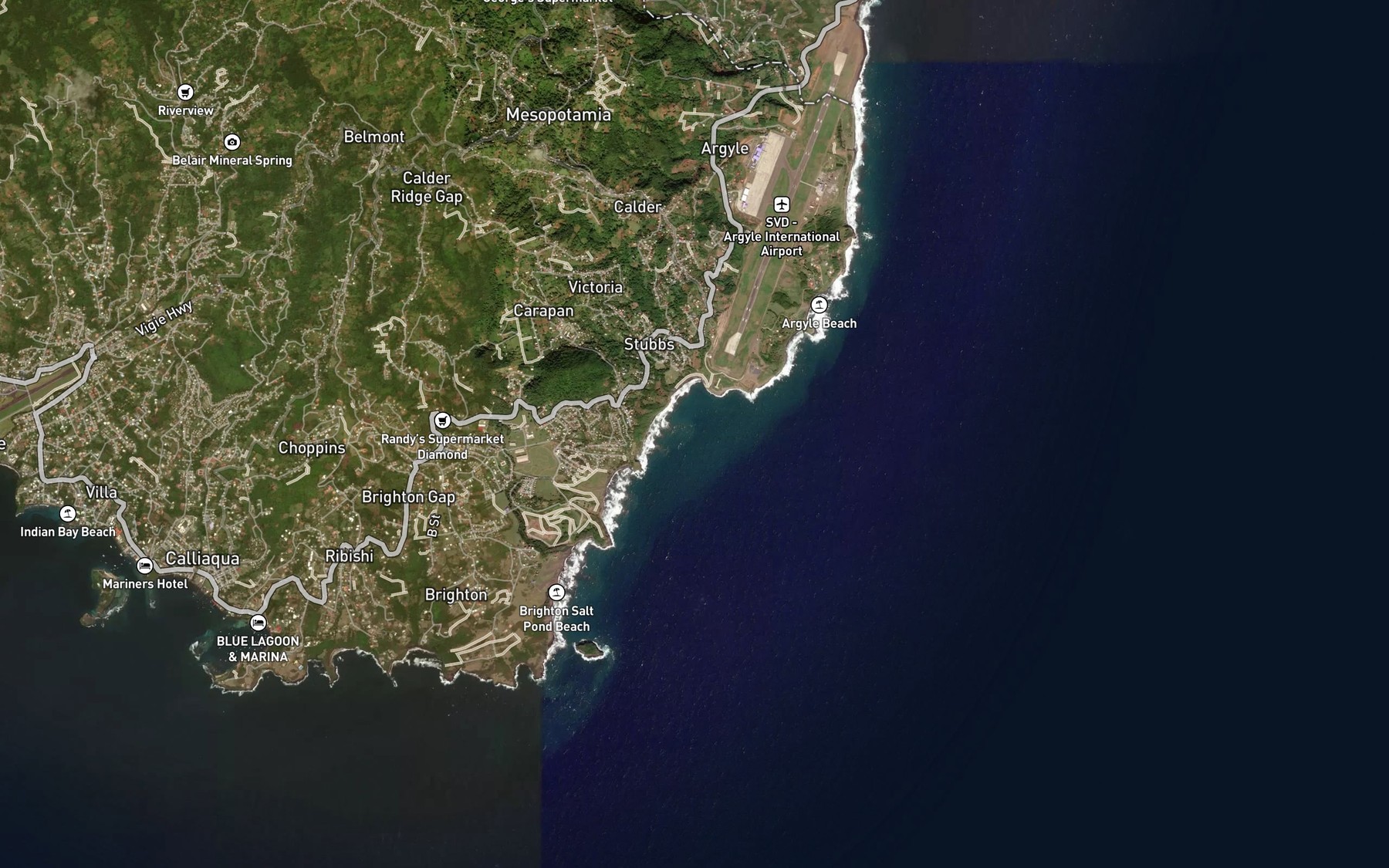 Satellite map of the Stubbs Bay