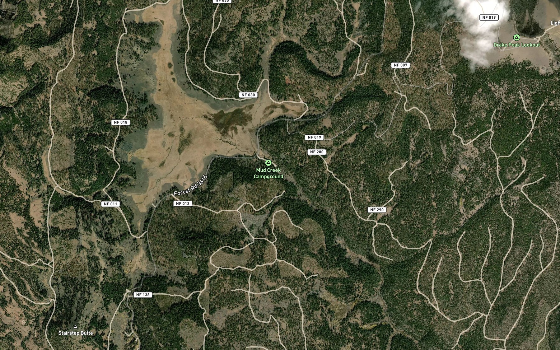 Satellite map of the Mud Creek Spring