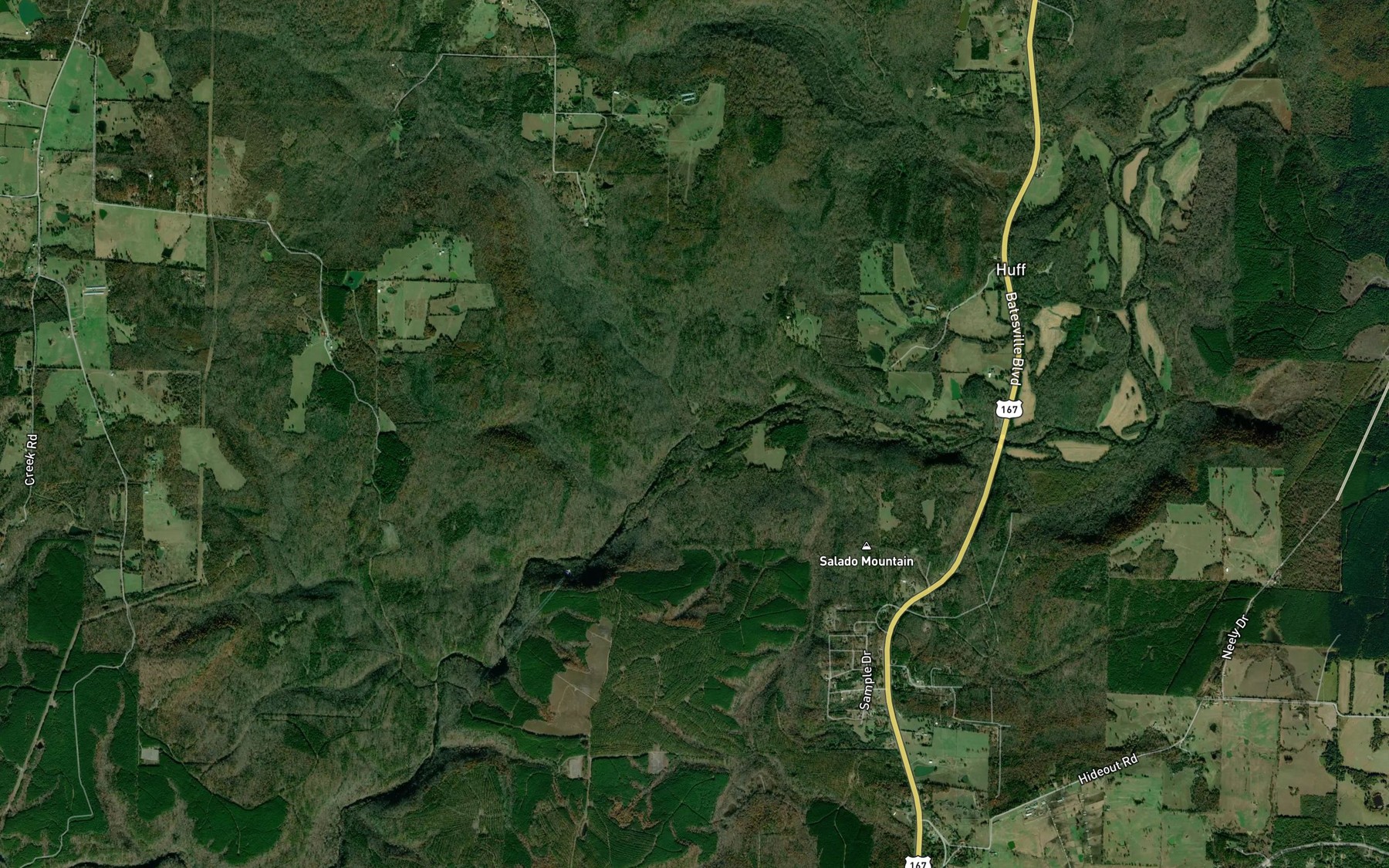 Satellite map of the Dodd Branch