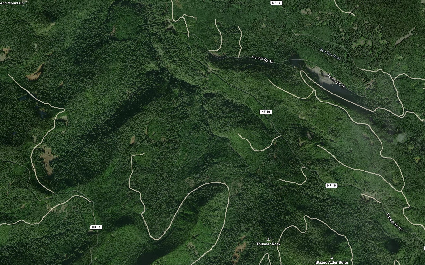 Satellite map of the Nanny Creek